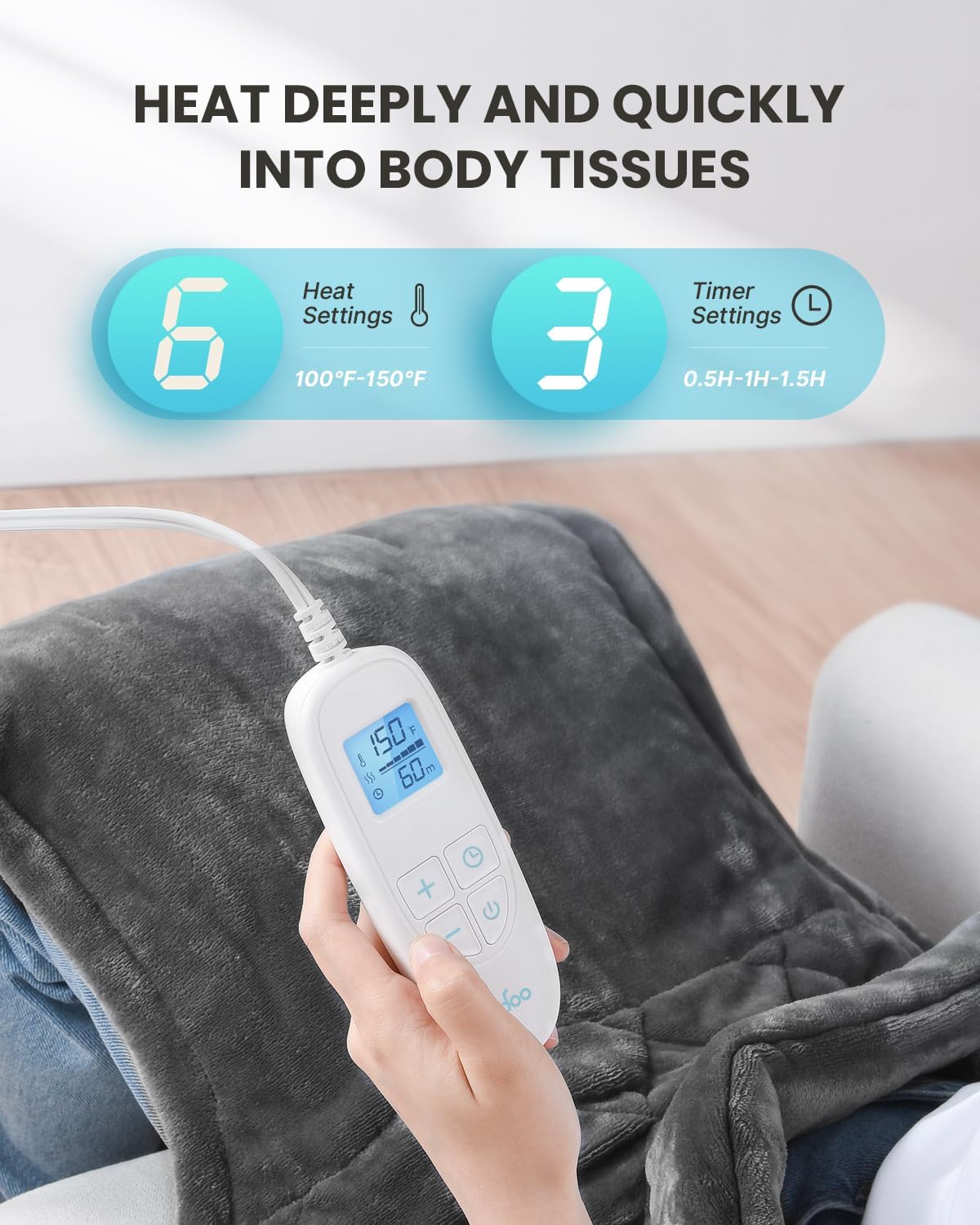 Valentines Day Gifts for Her Him Men Women, iDOO Heating Pad for Back Pain Relief, FSA Eligible Items, Weighted Electric Heat Pad for Neck Shoulders, 24"x37" Large Back Heated Wrap, ETL Certified - Image 6