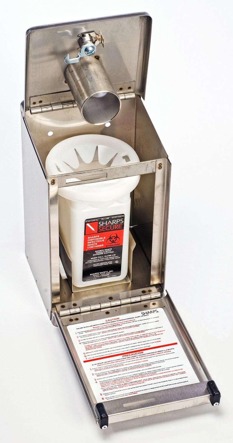 1 Quart Sharps Secure Locking Stainless Steel Cabinet