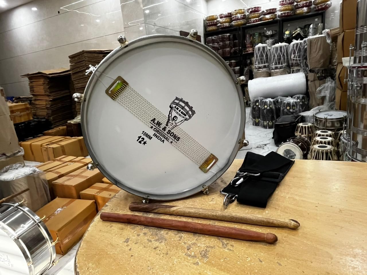 Side Drum 12inch stainless Snare Drum With Two Sticks And Belt Also-image-22