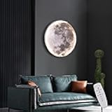 RRDEFSD 3D Moon LED Wall Lamp Modern Art Deco Lighting, Remote Control Lighting with 3 Colors Changing, Acrylic Lamp for Living Room Bedroom (9.5in)