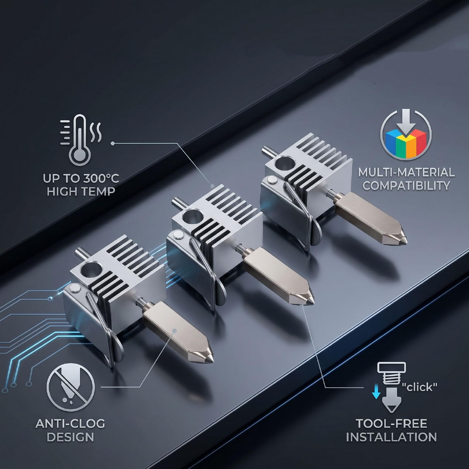 Yctze Hotend Kit with Metal Integrated Design, 0.2-0.6mm