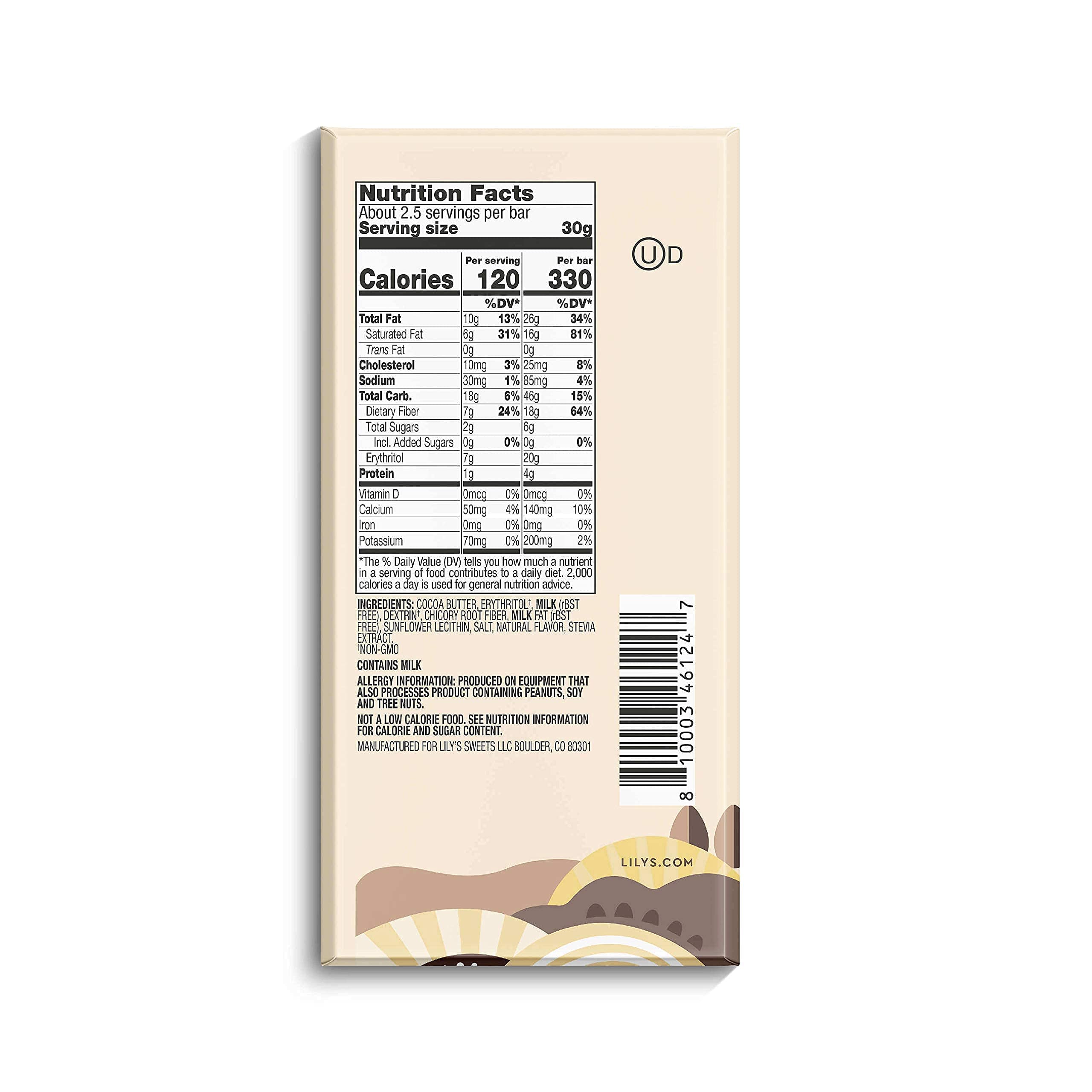 White Chocolate Style Bar Variety Pack By Lily's Sweets Made with