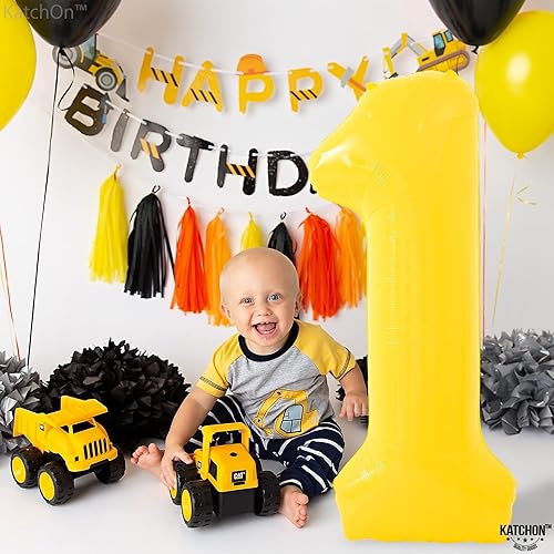 Miniatura 3 de KatchOn, Globo amarillo del número 1 de 40 pulgadas, compatible con helio, globo amarillo de aluminio de Mylar con un número para decoraciones de