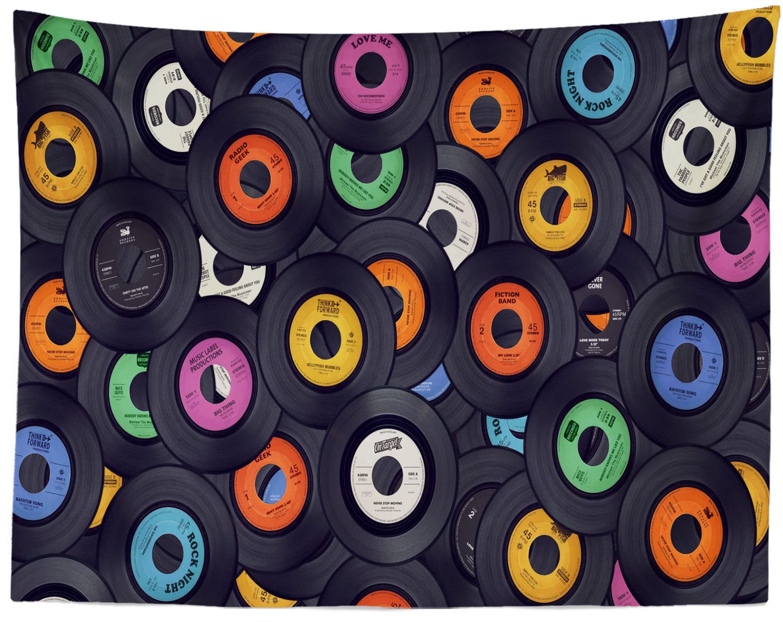 BELECO 3x2.5m Sfondo per dischi musicali retrò in tessuto anni '50 Sfondo per dischi in vinile Rock Roll Disco Dance Concert Party Sottofondo musicale Decorazioni per feste a tema Photo Booth
