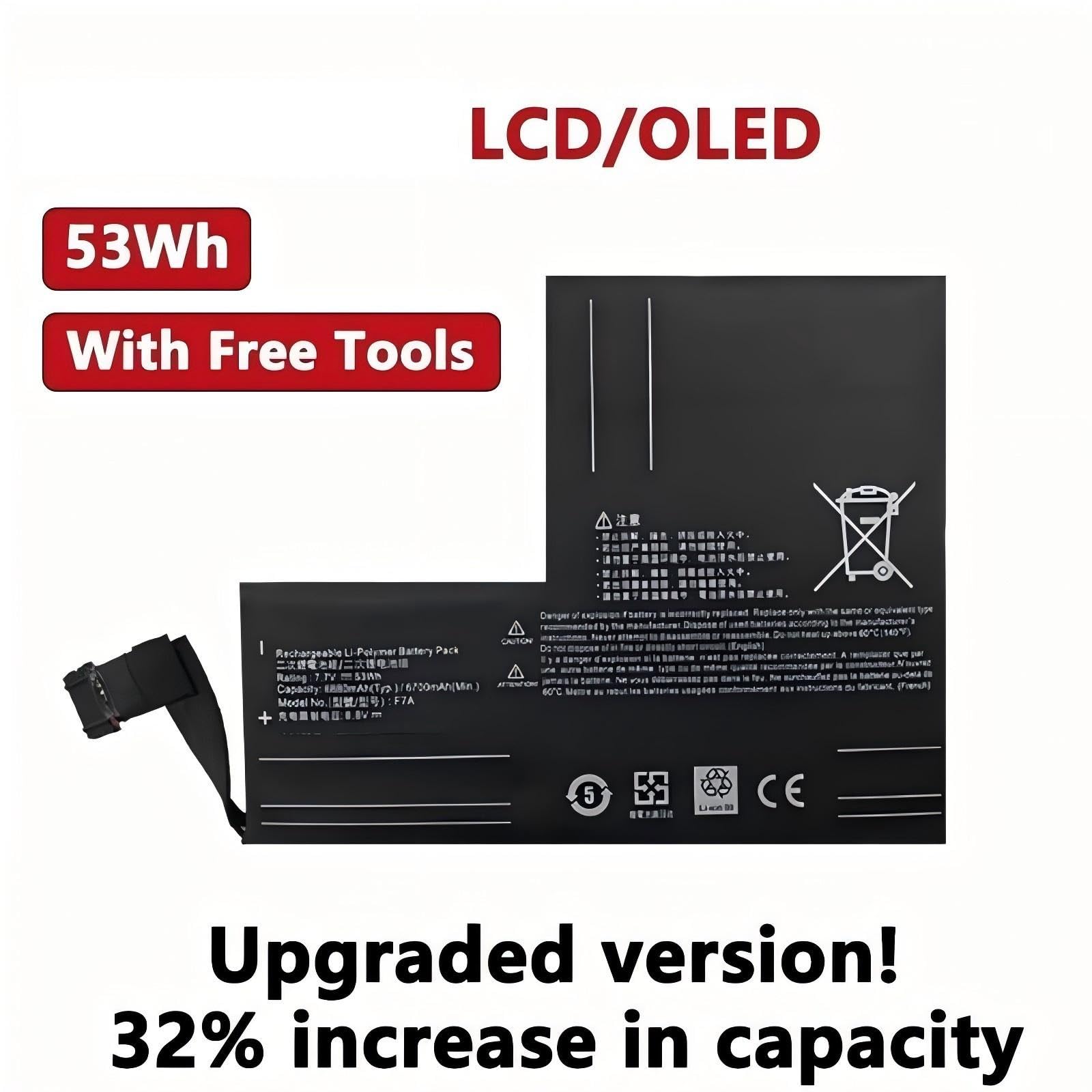 Compatibile per Steam Deck LCD & OLED console di gioco portatile Batteria ad alta capacità 53Wh 50.08Wh Sostituzione con strumenti per valvola, F7A F7G.(53Wh)