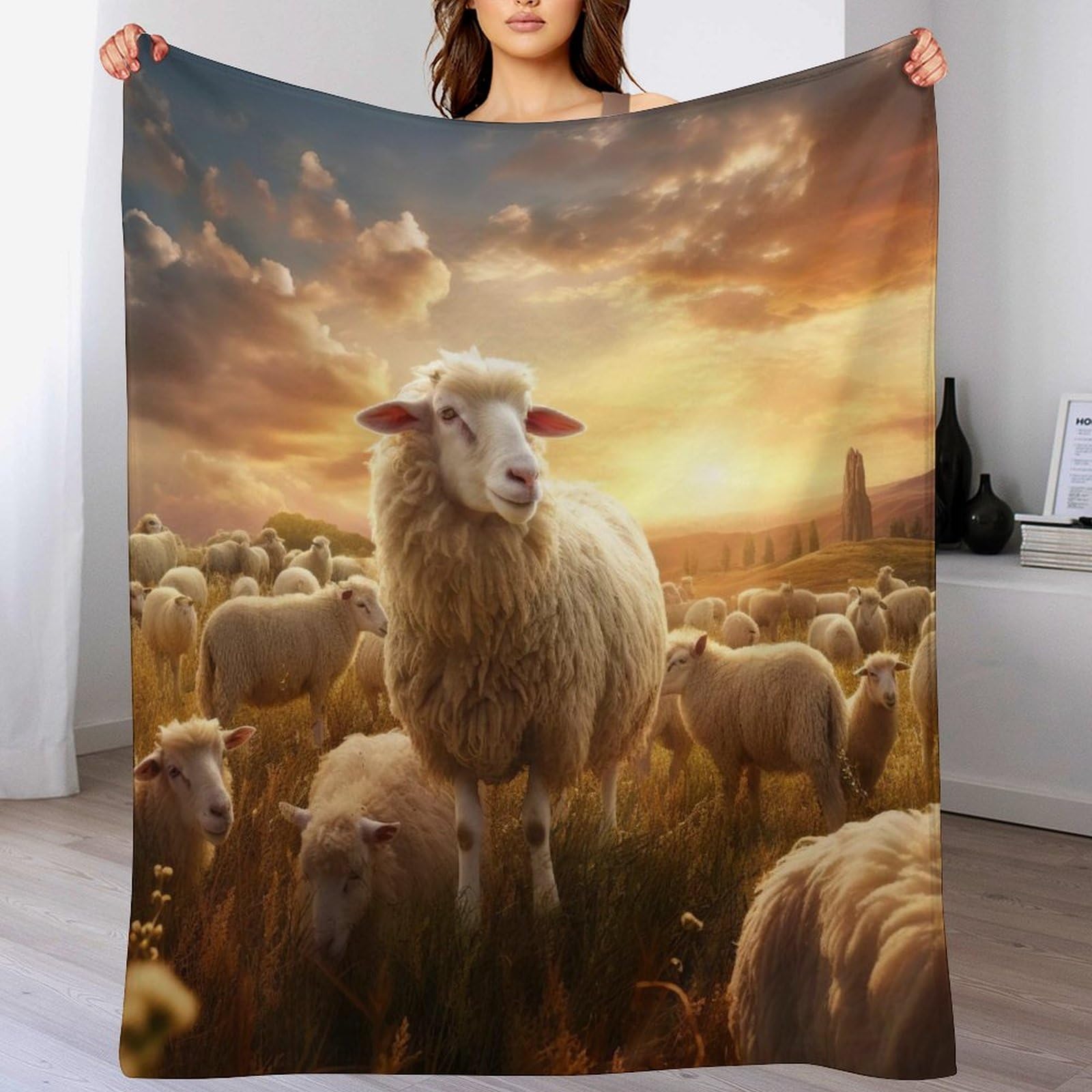 Couverture mouton chaude plaid doux canapé lit voyage 130x180 cm lavable en machine