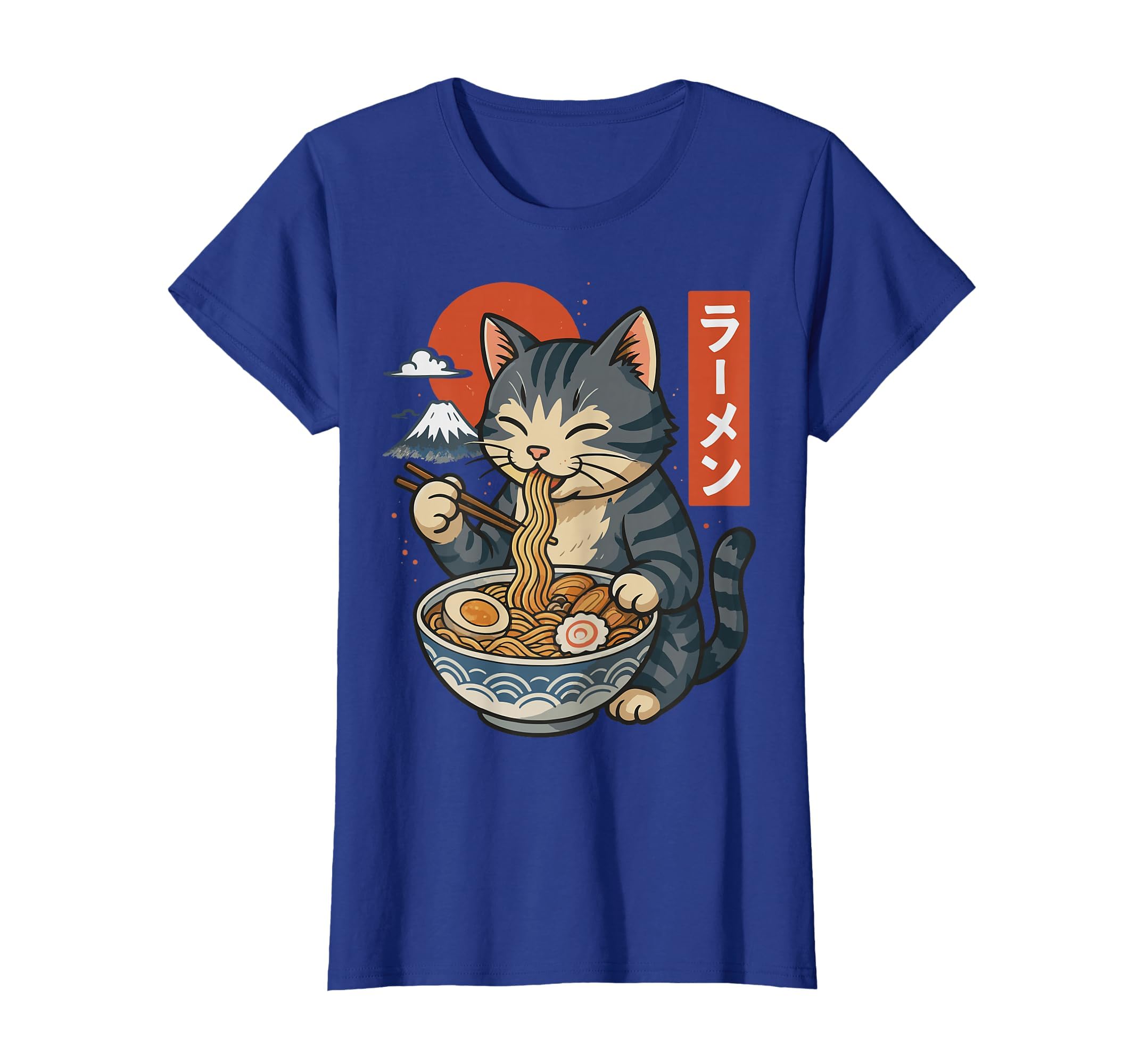 Anime Cat Eating Ramen Retro Kawaii Ramen Cat T-Shirt