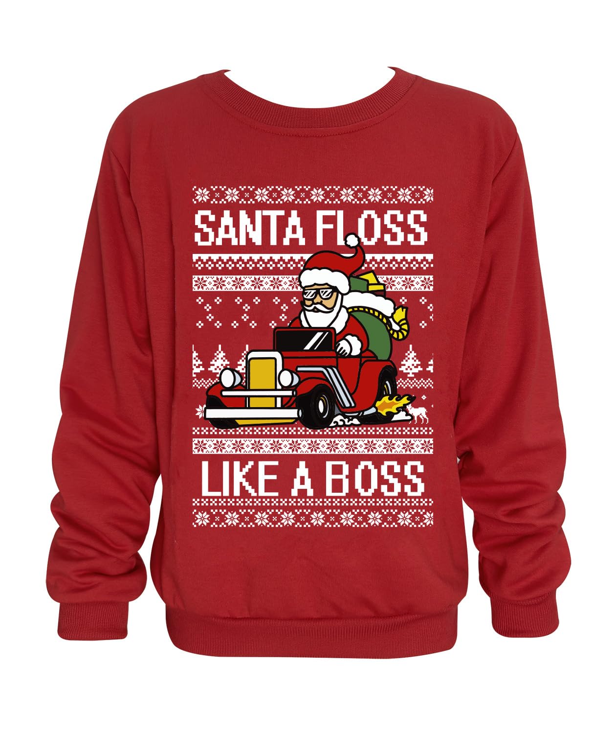 Glimnerize Christmas Kids Tops Sweatshirt Crew Neck Santa Claus Unisex Christmas Jumper Sweater Red-A2 5-6Y(120)