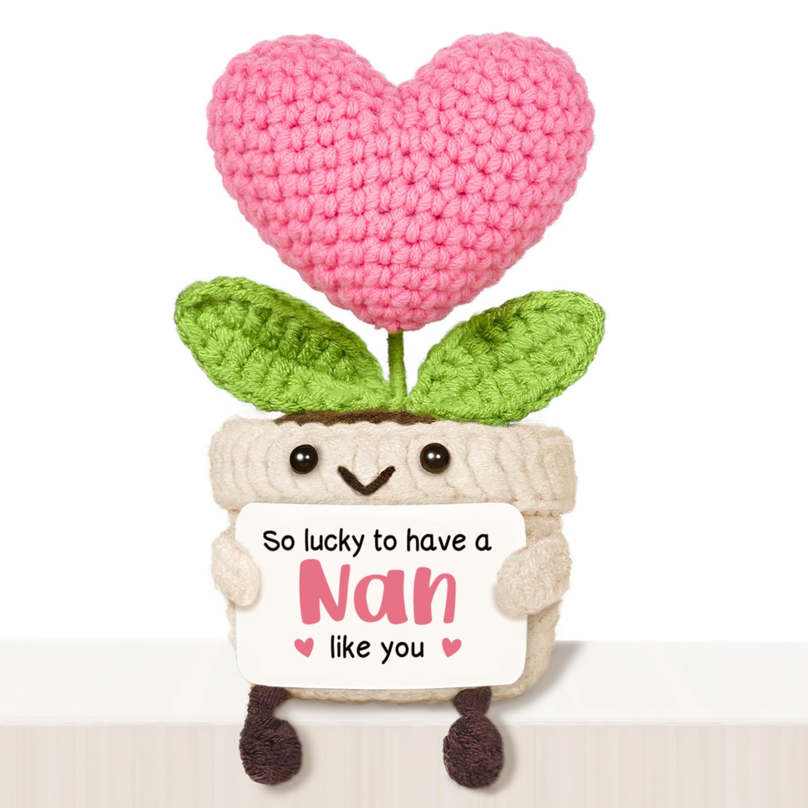Giftasy Nan Gifts, Nan Birthday Gifts - Handmade Crochet Cute Heart Flower, Presents for Nan from Grandchildren for Christmas, Birthday, Mother's Day