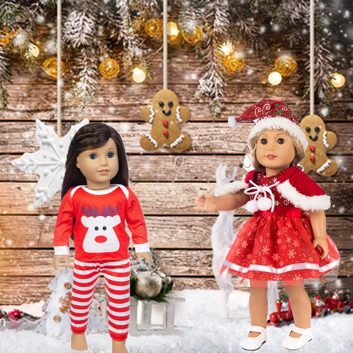Clothes for Doll Onlvmyur Set of 5 Clothes Christmas Dolls Christmas Doll Costume Contains Dress, Skirt, Christmas Hat - Image 4