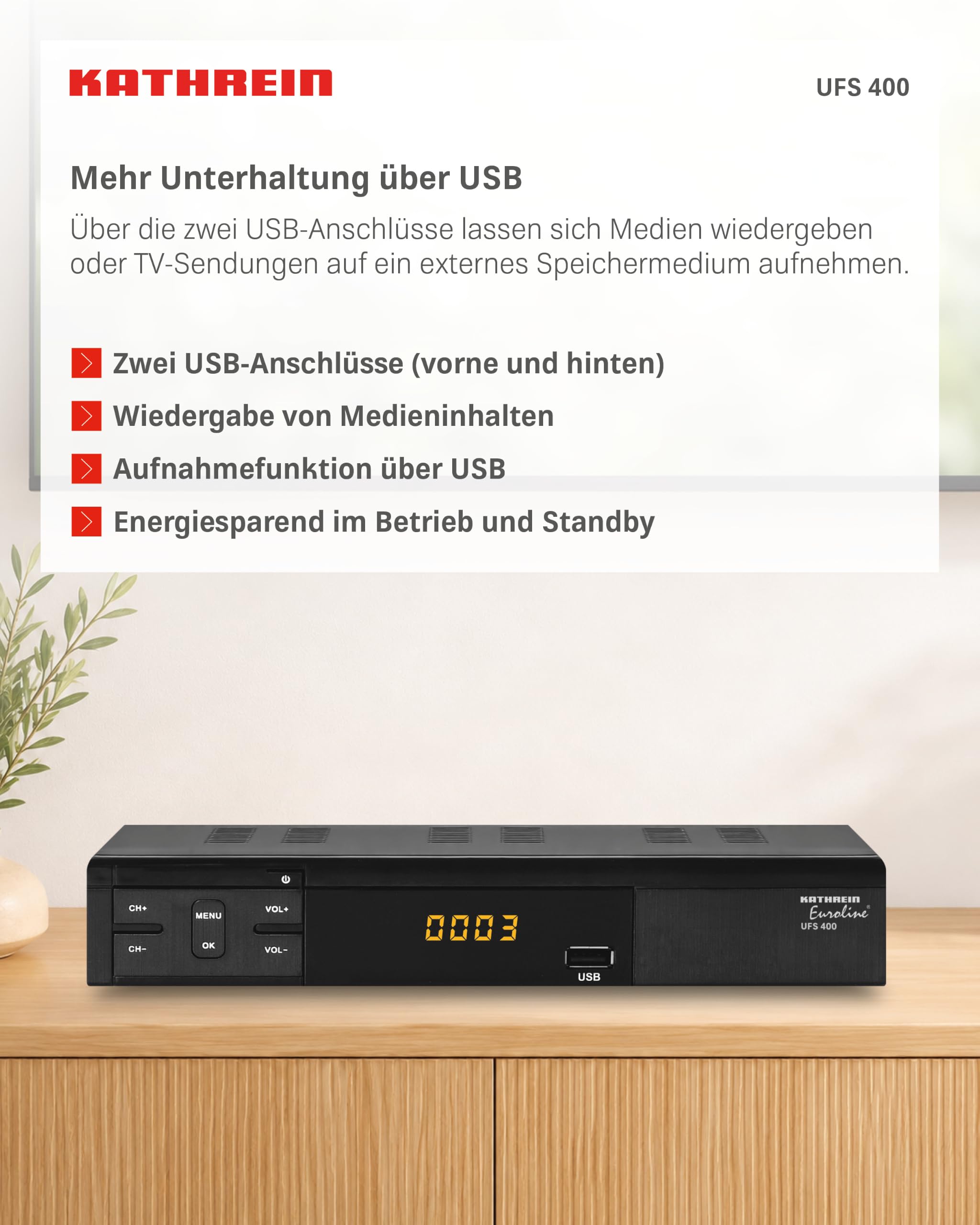 KATHREIN UFS 400 – HD Sat-Receiver, PVR, HDMI, SCART – Schwarz