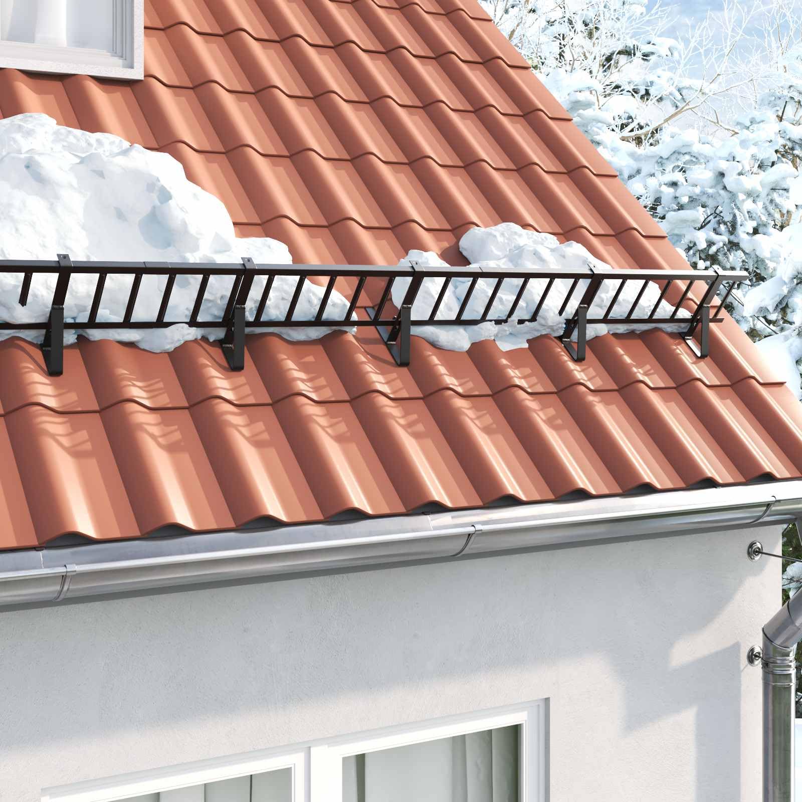 vidaXL Osłona przeciwśnieżna, czarna, 90 x 11 x 32 cm, stal, stylowe, nowoczesne, trwałe meble do pomieszczeń mieszkalnych bez wysiłku i zrównoważonego ulepszania domu, ekologiczne rozwiązania