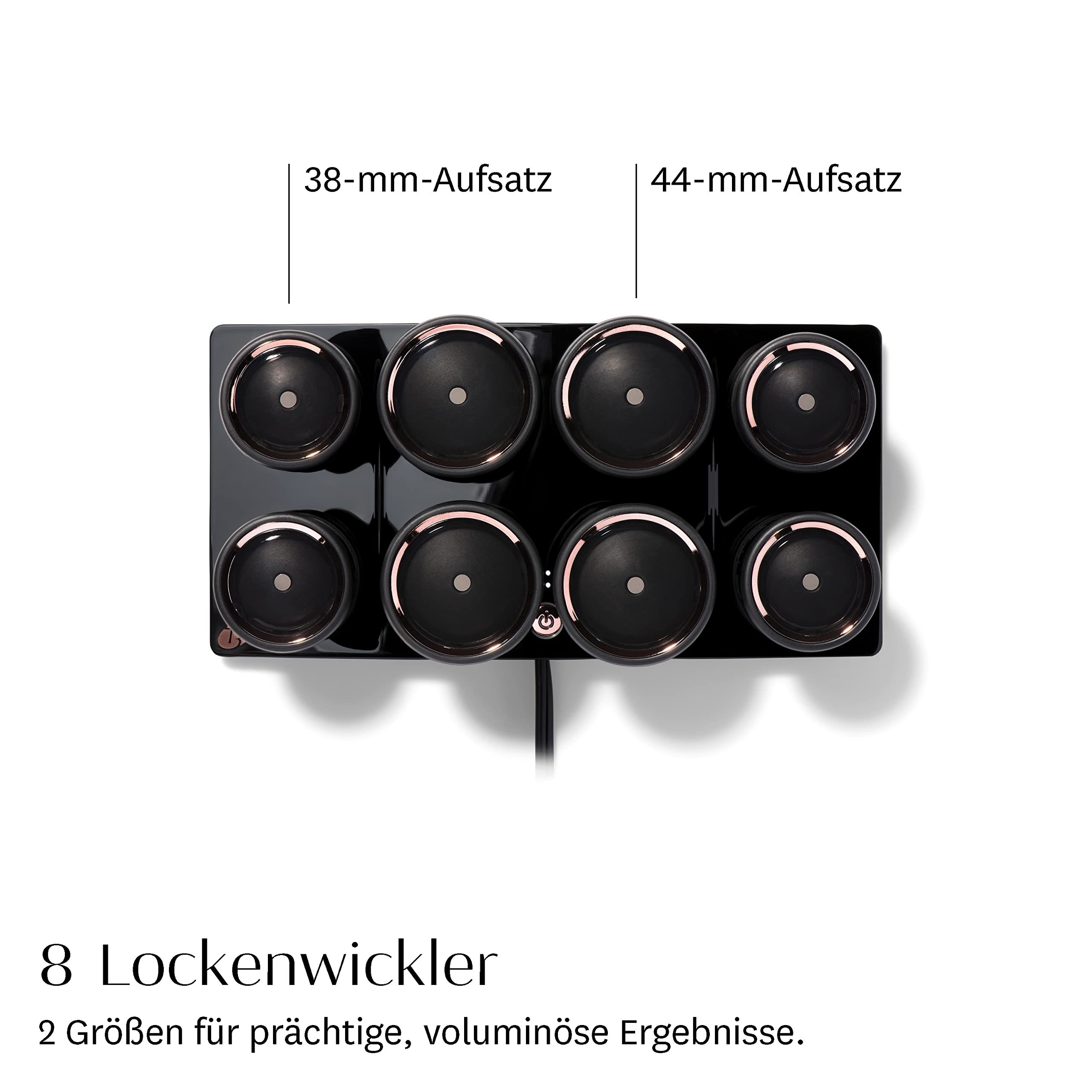 T3 Volumizing Hot Rollers Luxe – Set mit 4 beheizten 44-mm-Lockenwicklern und 4 beheizten 38-mm-Lockenwicklern mit 2 Temperaturstufen und keramischen Heizelementen
