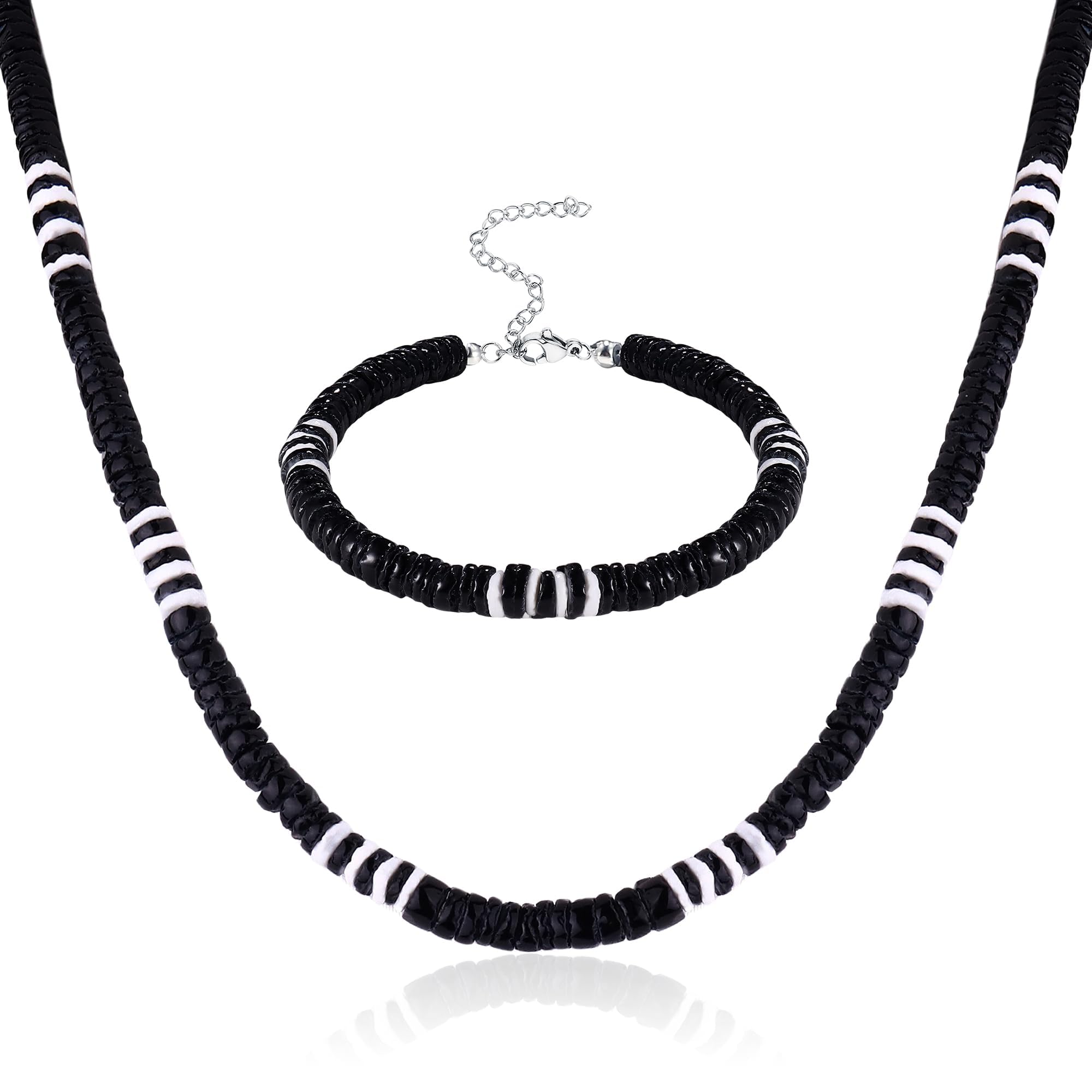 Kakonia Collar de Concha para Hombres Mujeres Puka Concha de mar Surfer Collar y Pulseras Conjunto de Cuentas Pookah Conchas Collar Choker Conjunto de Joyas de Verano de Playa