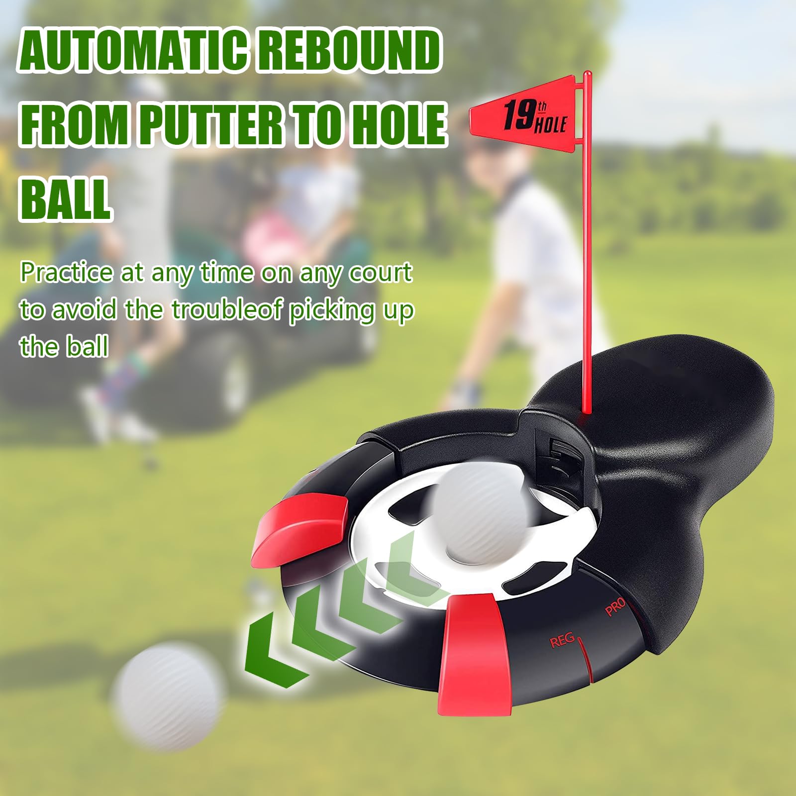 Réceptacle à Balles de Golf Automatique avec Drapeau Rouge, Tasse Mise Automatique, 3 Balles de Golf pour Entraînement Jardin