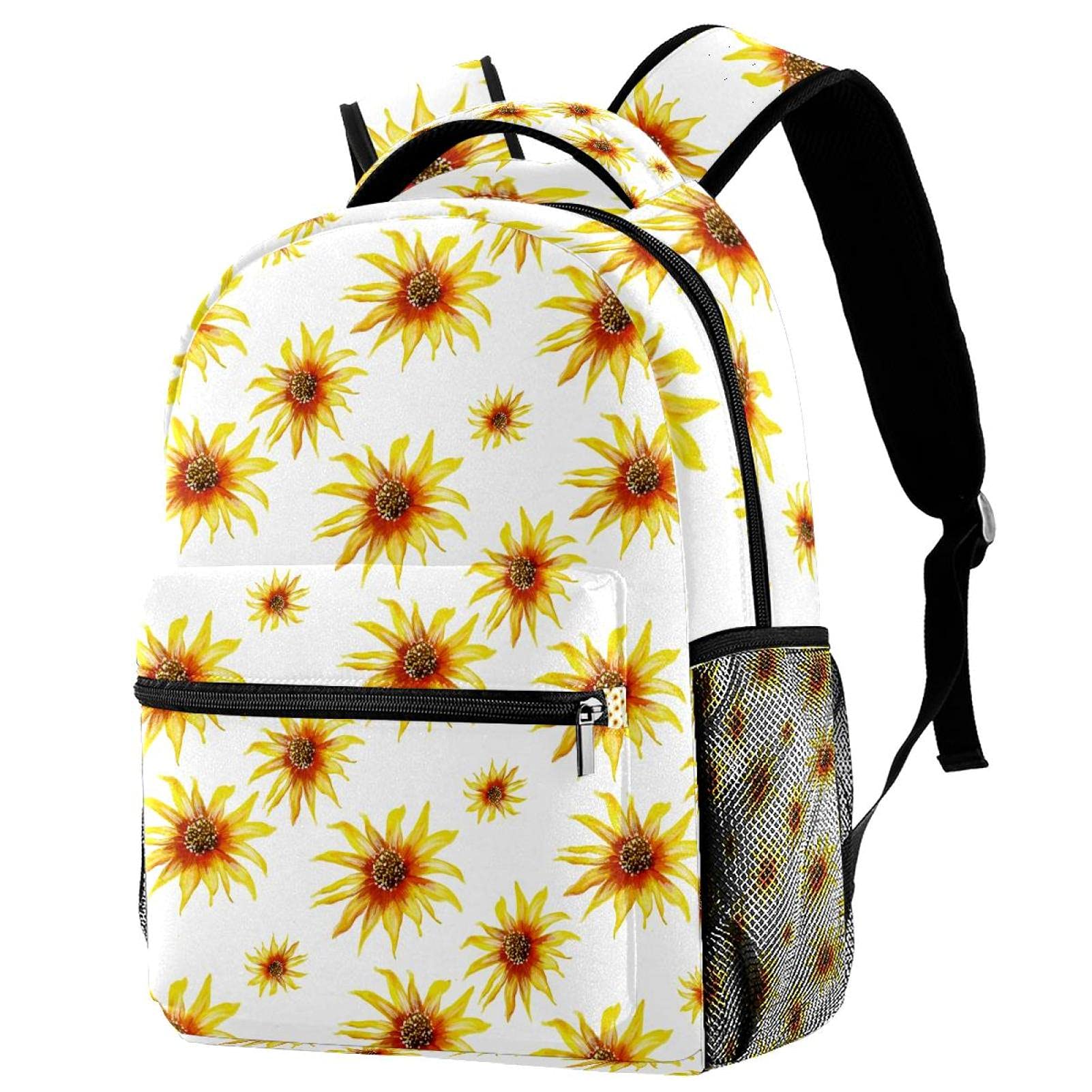 Sac à dos campus tournesols sans couture avec porte-gourde