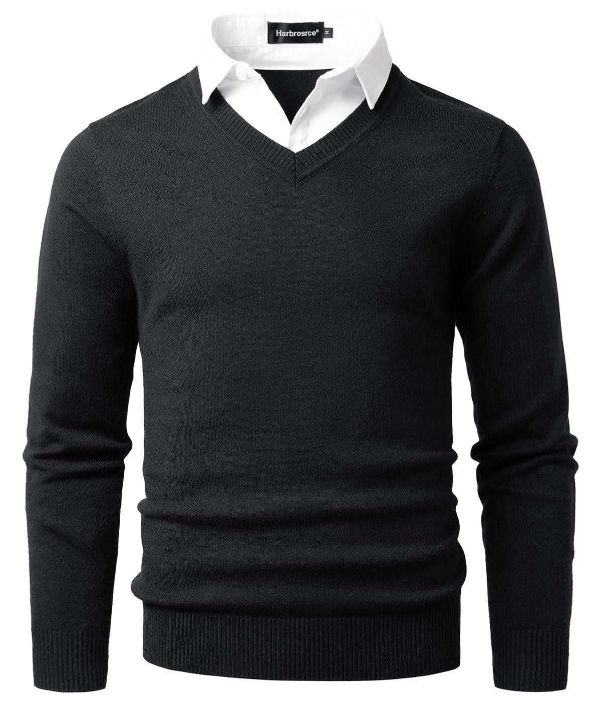Maglione Uomo Collo a V Felpa a Maglia a Maniche Lunghe in Maglioncino con Collo Camicia Basic Lavorato Pullover Sweatshirt