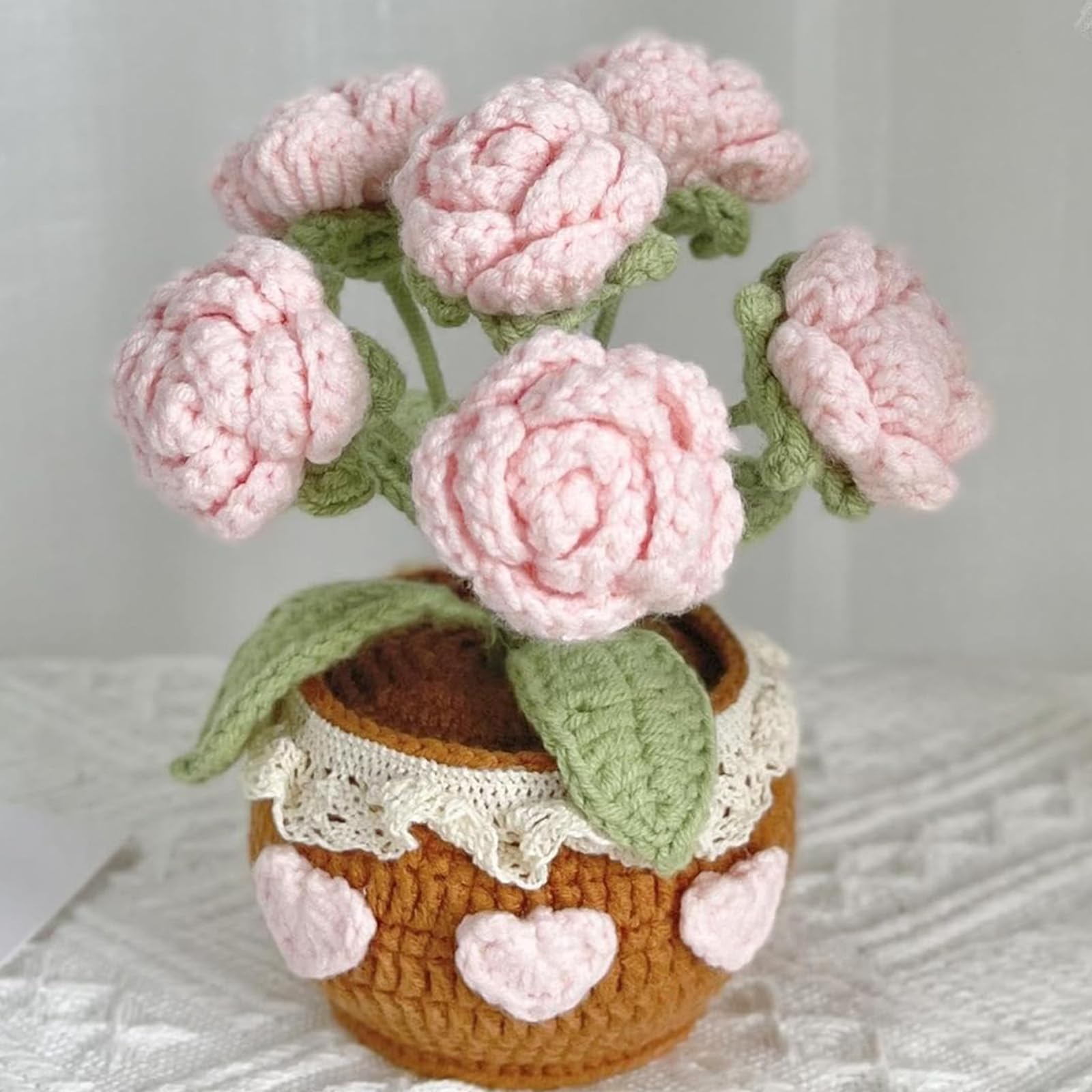 Amazon.com: JOMODECOR Handmade Crochet Rose Bouquet Potted Plants