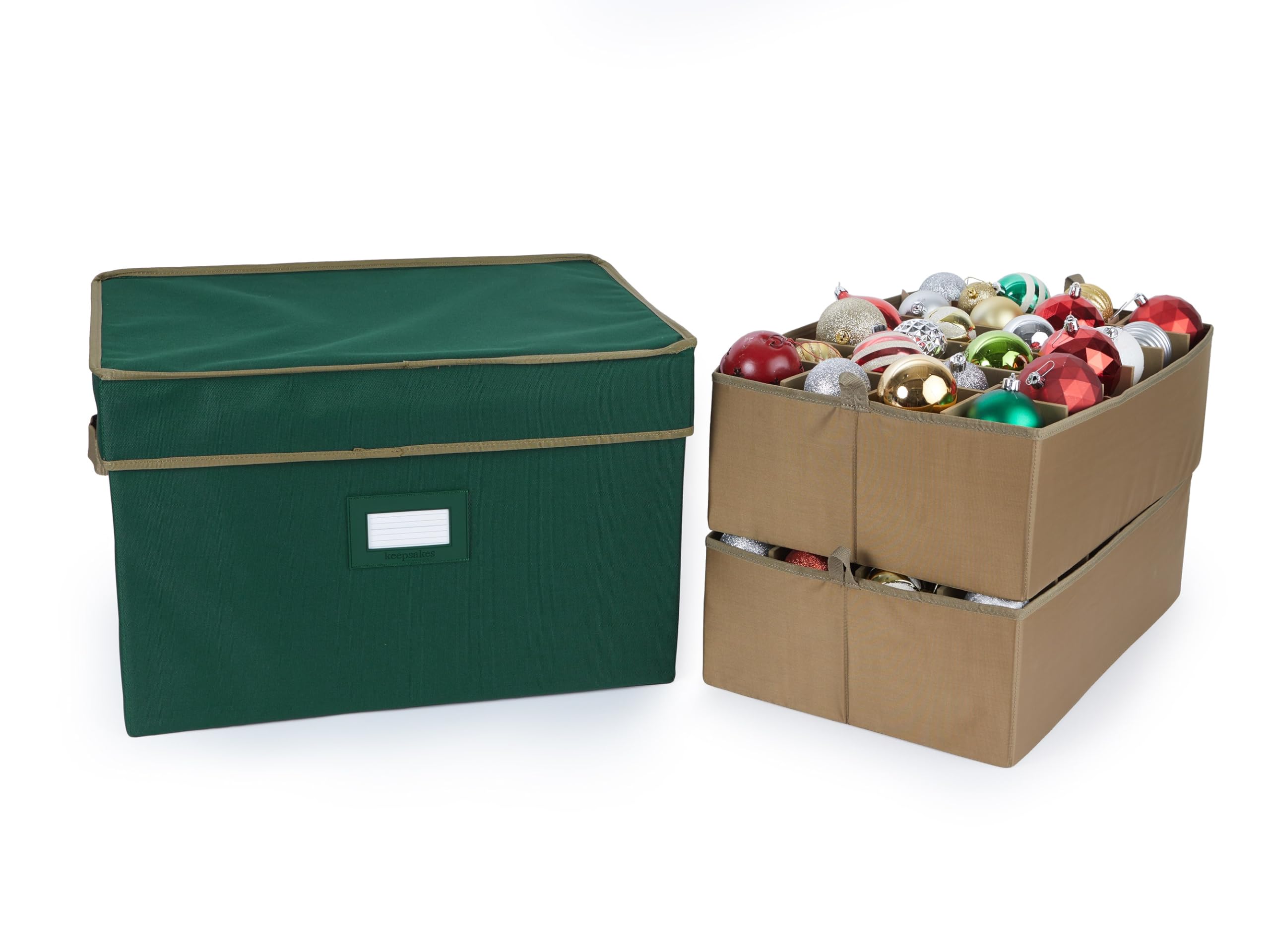 Covermates Adjustable Ornament Storage Box, 19.25"W x 13"D x 12.5"H, Green