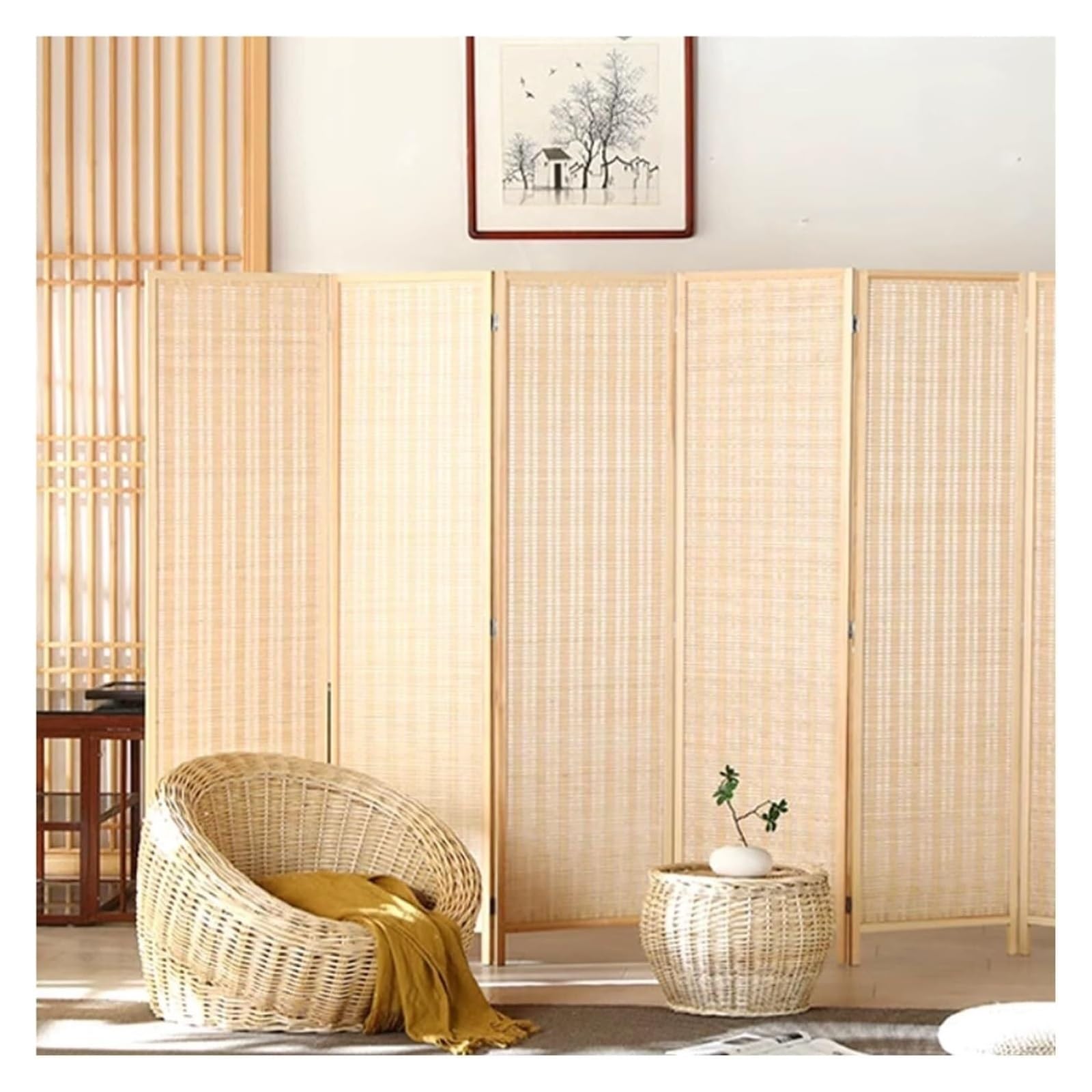bamboo room divider, bamboo panel divider, folding privacy screens, indoor portable partition screen for home office(40x100cm-5pcs)(similar)