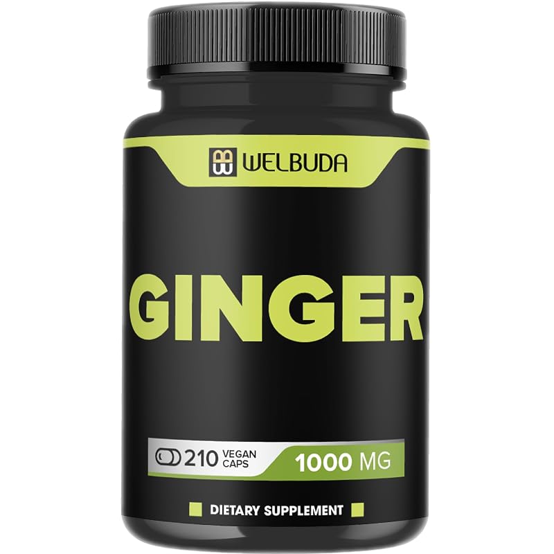 WELBUDA Suplemento de gengibre com berberina HCl, sabugueiro, equinácea e mais, 1000 mg, 210 cápsulas