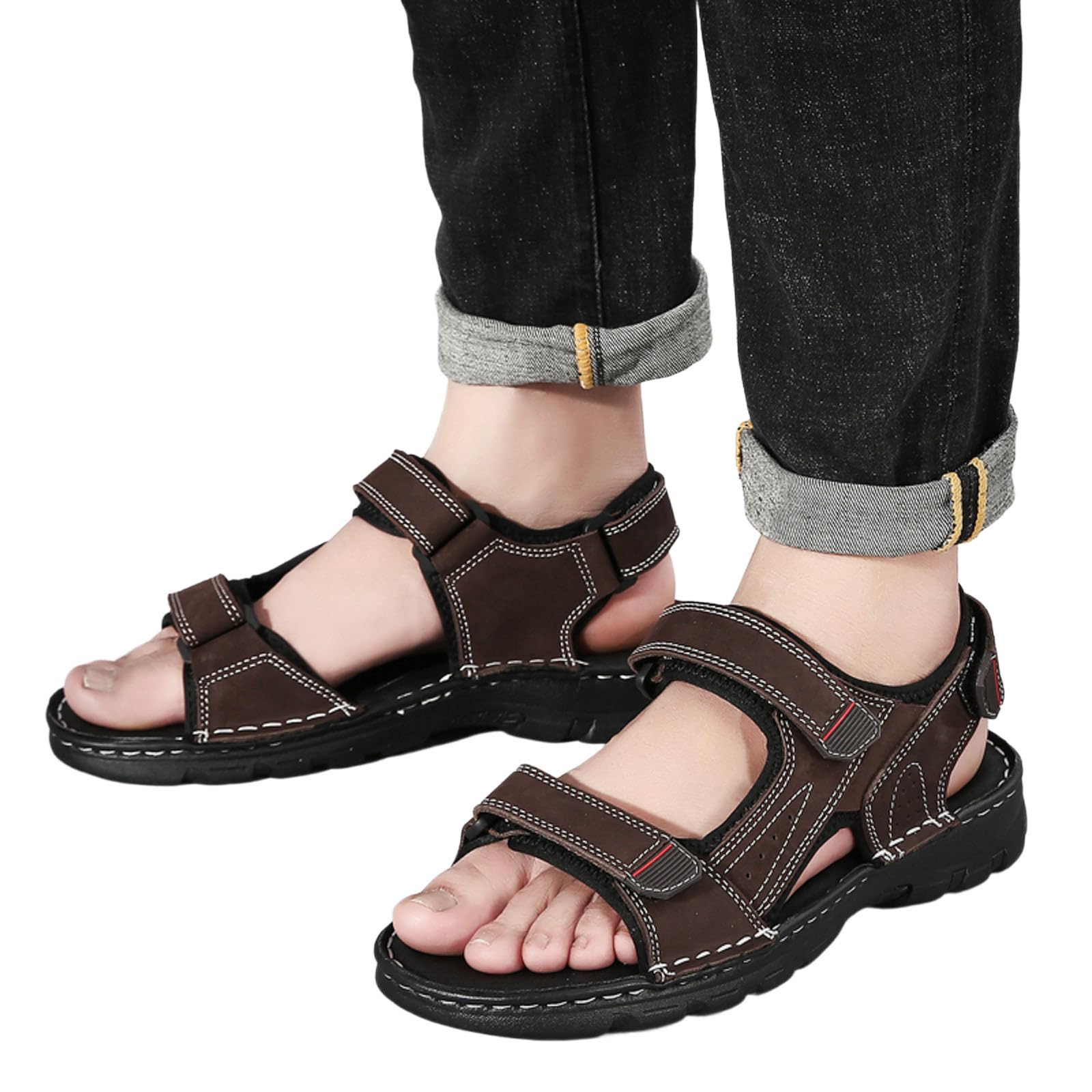 Sandale Homme Ete Cuir, Sandales Homme été Plage, Sandales Marche Estivales Avec Soutien La VoûTe Plantaire Chaussures Décontractées Et éLégantes à Bride Cheville Sandals Sandal Sandals Men Sandale