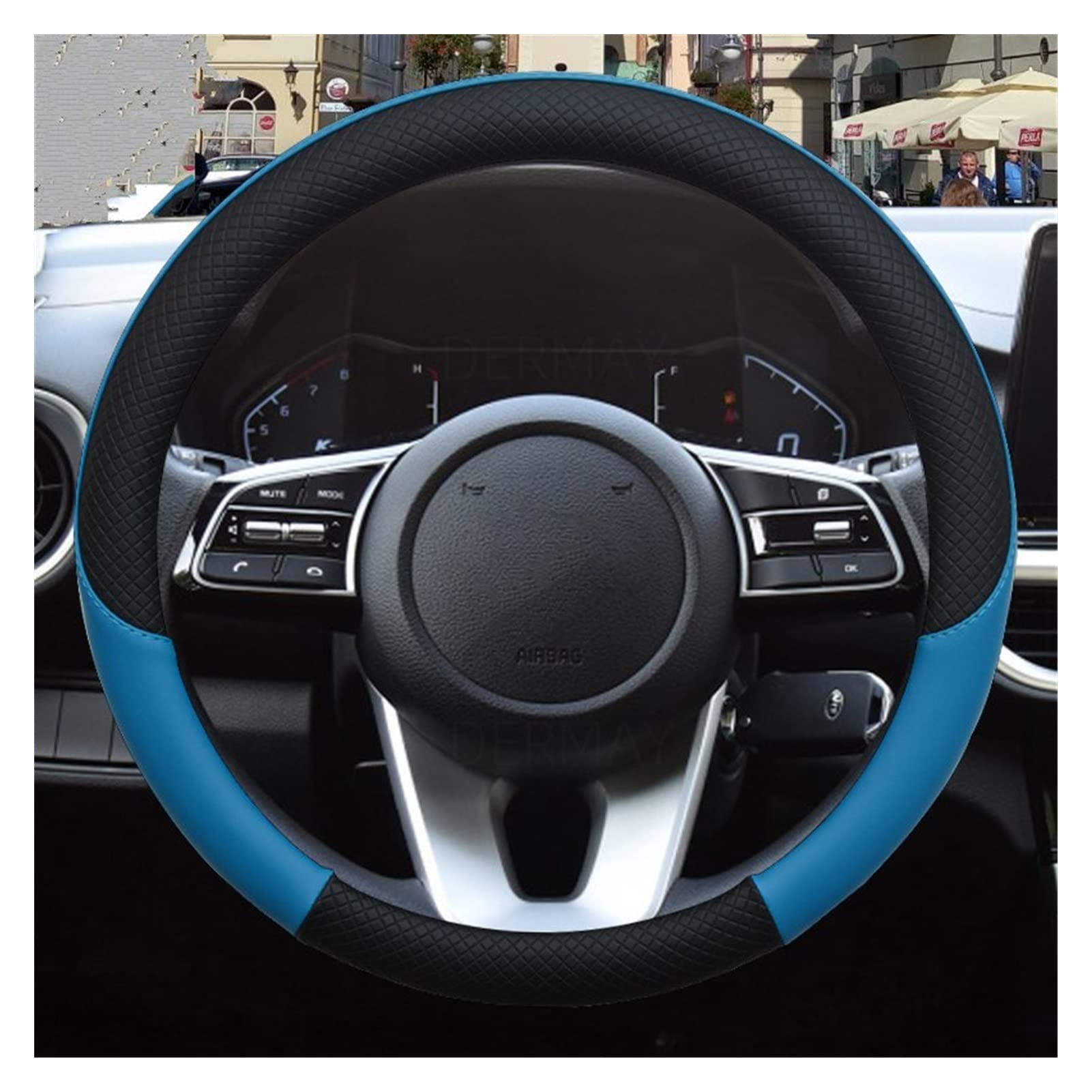 para Kia para Rio 2 3 4 X para Línea para Kombi para Sedán Protector Cuero para Volante Coche Accesorios para Interior Coche Funda Volante Funda Volante Coche (Color : 2)