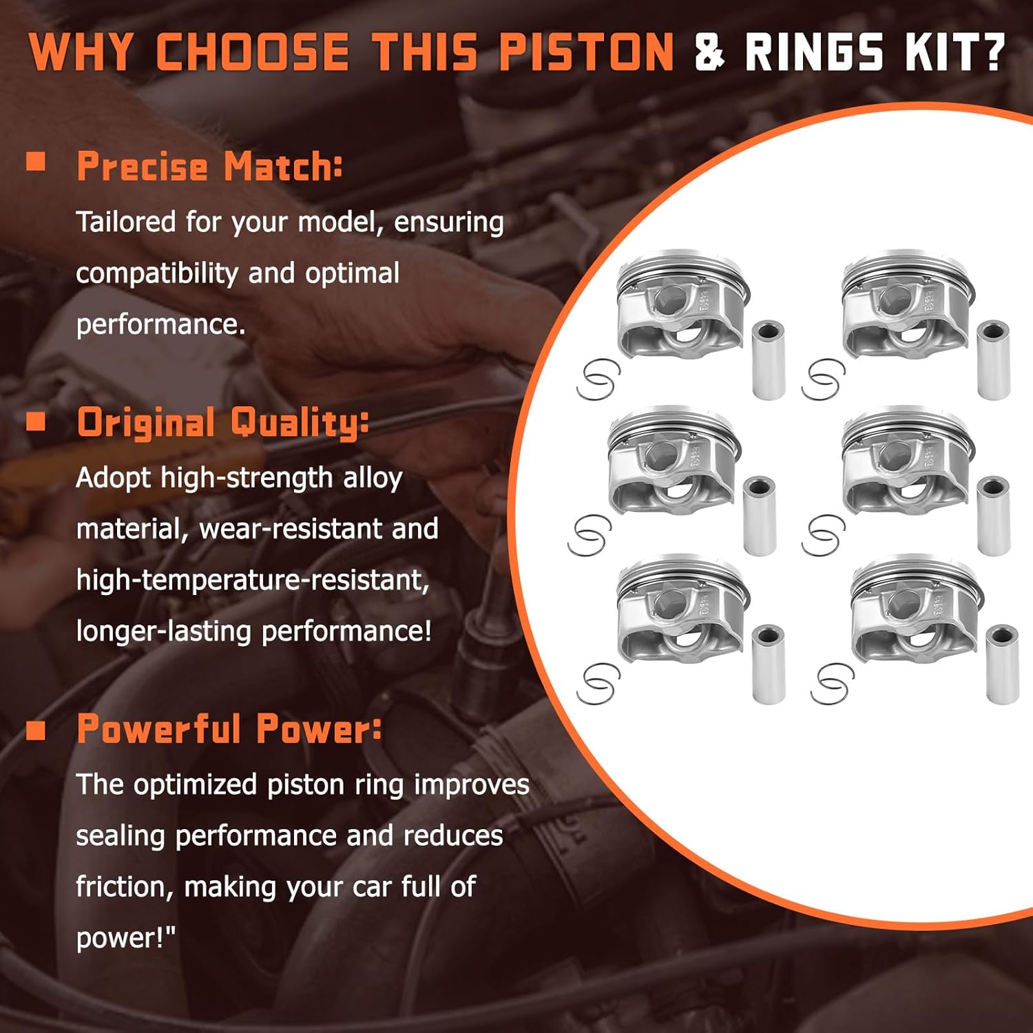 6pcs 11257610295 Engine Pistons Rings Set Φ84mm Fits for B-m-W E82 E90 E60 135i 335i 535i 740i Engine Aftermarket Parts