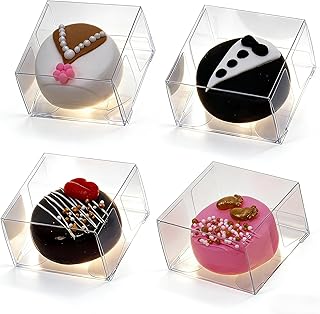 50Pack 2.17x2.17x1.38 Inch Single Macaron Boxes Chocolate Covered Ore Bo...
