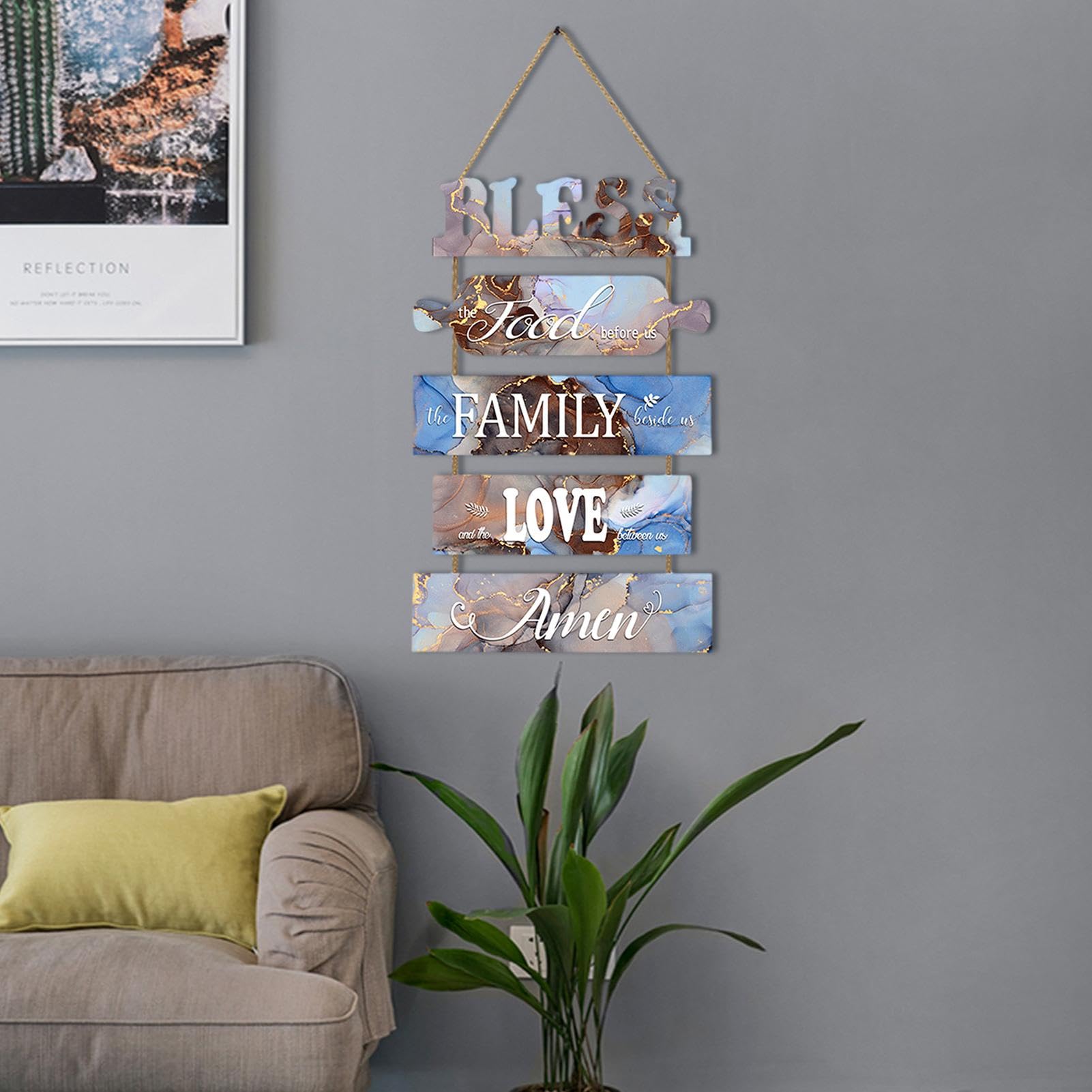 Placa decorativa de pared de cocina de granja, placa de pared sin comida | cartel de amor de familia, cartel de madera, decoración de para salón, dormitorio, exterior