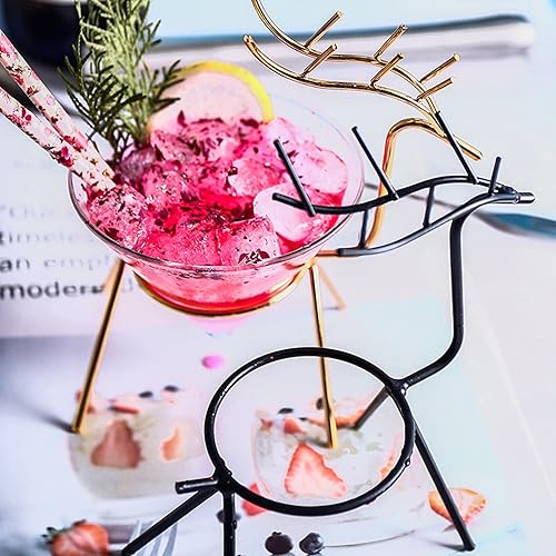 Miniatura 6 de Juego de 2 vasos de cóctel creativos, vasos de Martini con forma de ciervo de hierro, 5.4 fl oz, copas de vino transparentes para Martini, cóctel,