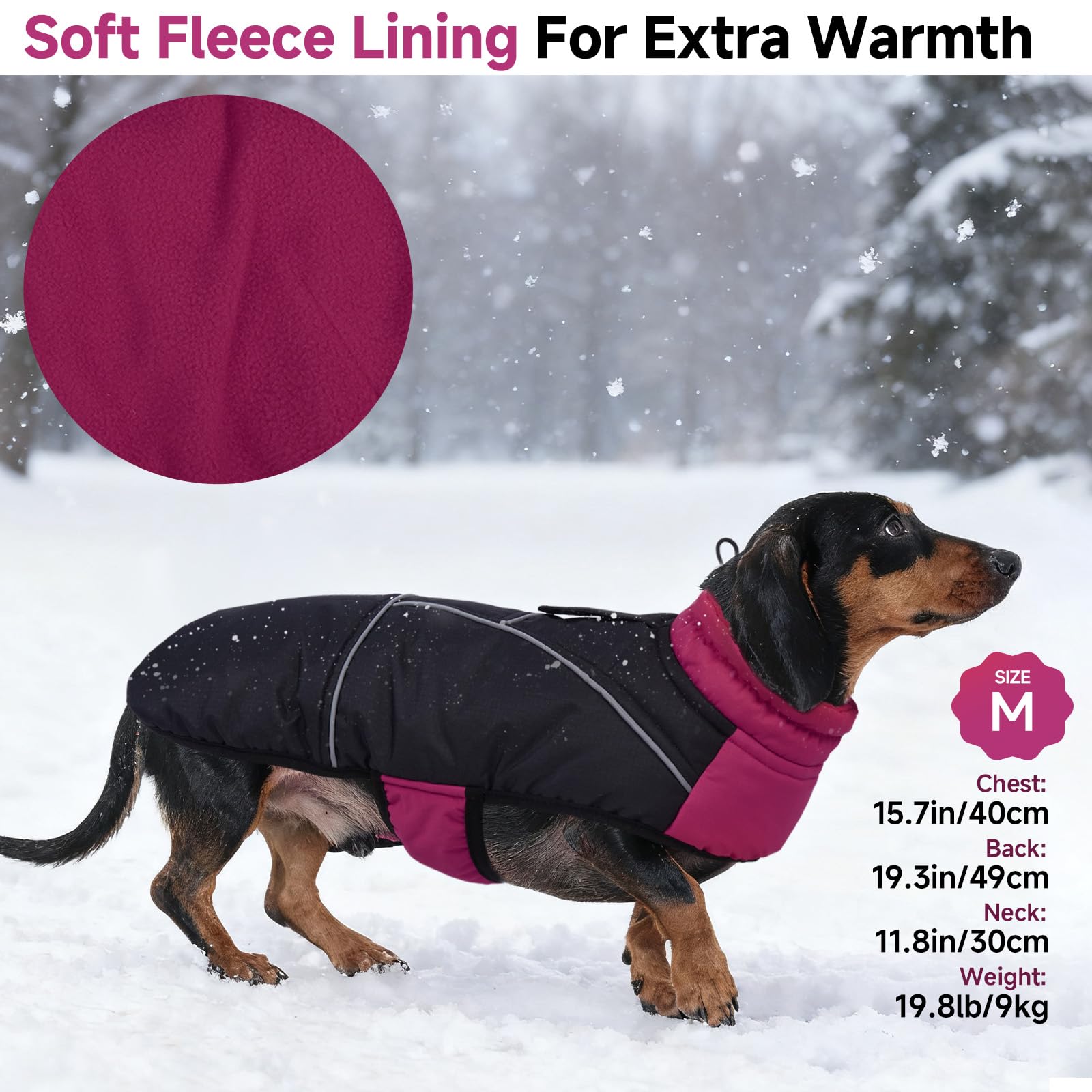 DORA BRIDAL - Veste d'hiver pour chien avec doublure en polaire, veste chaude avec bandes réfléchissantes, veste imperméable réglable pour animal de compagnie, taille XL