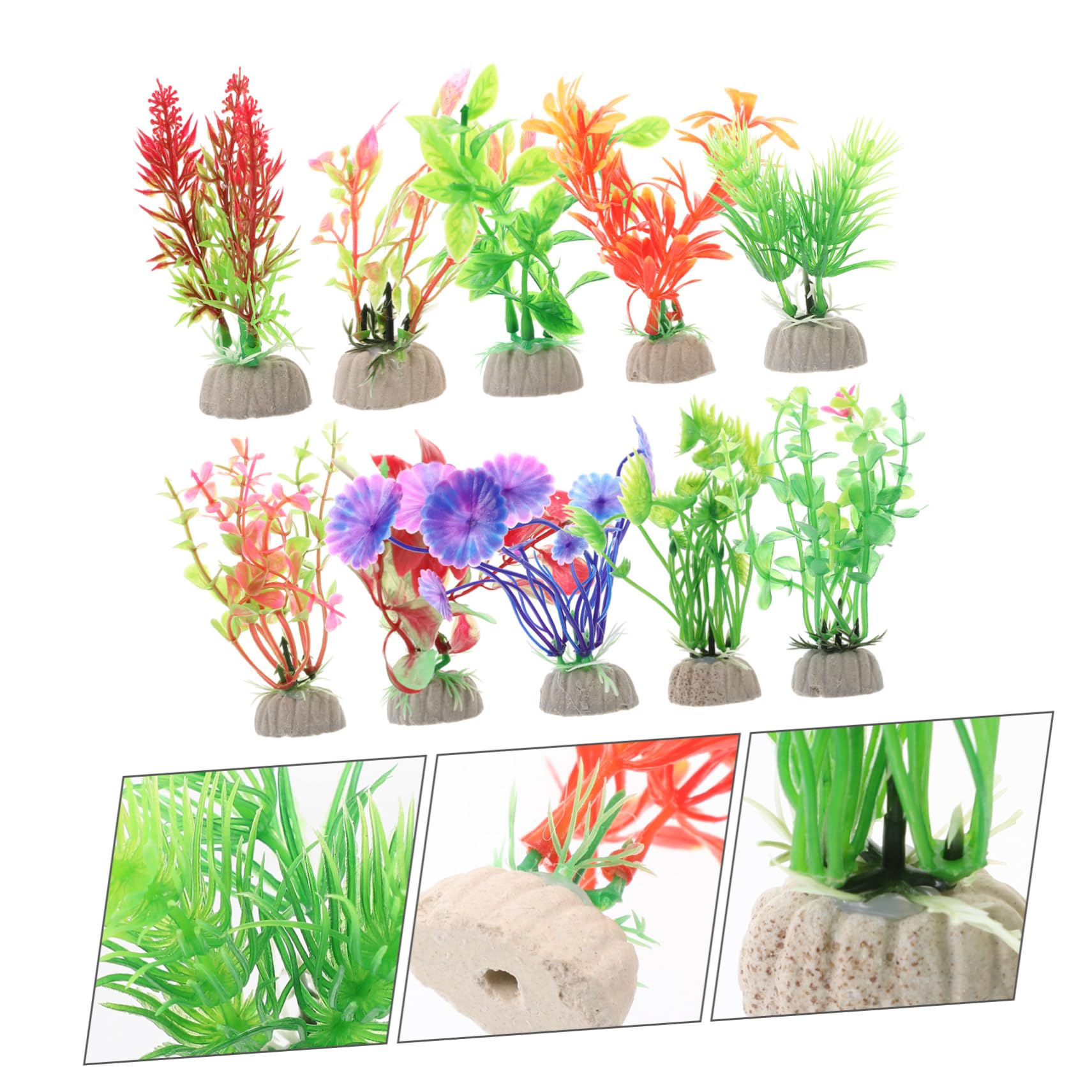 Amosfun 5 Set Piante D'acquario in Plastica Piante Artificiali Aquarium Terrario Piante Aqua Acquatico Pianta Piante D'acquario Finte Decorazione Dell'acquario 10 Pezzi*5