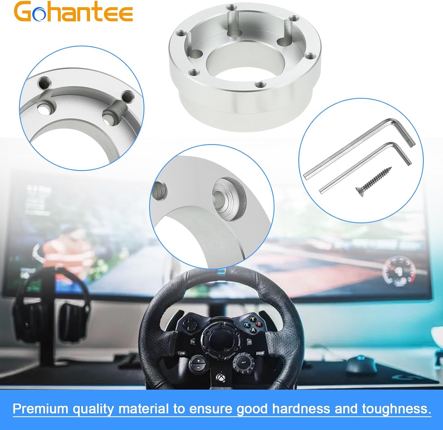 Steering Wheel Adapter Plate Replacement for Logitech G29 G920 G923 Momo Sparco 70mm Pcd Racing Car Game Modification 13 14 inch Steering Wheel Socket Ring Wheel Adapter Plate Hub Boss (Silve)