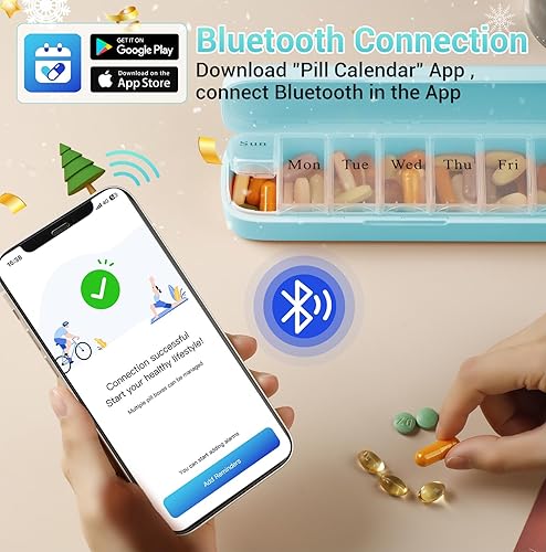 Miniatura 2 de Daviky Organizador inteligente de pastillas con alarma, Bluetooth diario una vez al día, pastillero de 7 días con aplicación, pastillero de viaje