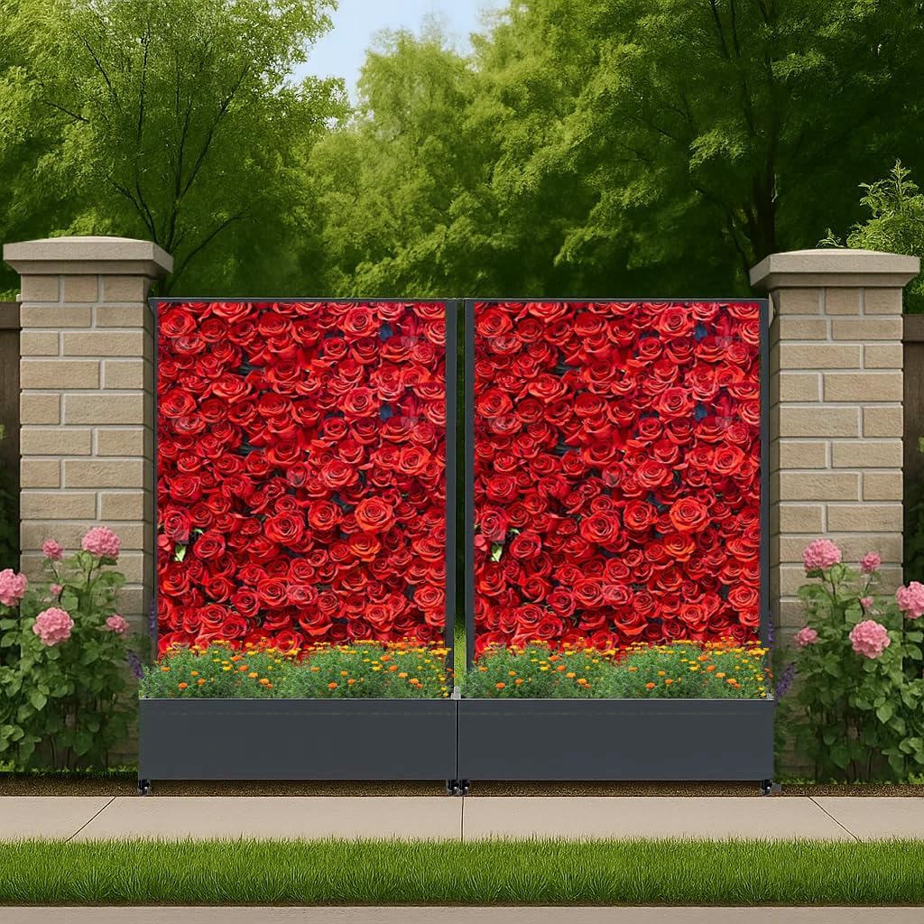Jardinière avec Treillis en Acier Galvanisé Bac à Fleurs Noir