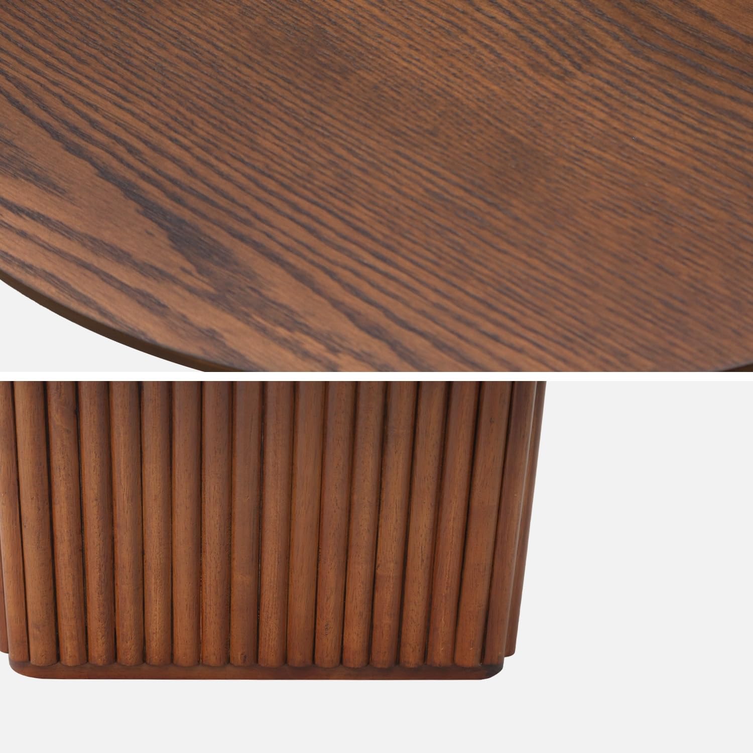 Alice's Garden sweeek - Table Basse Ovale Bois d'hévéa placage chêne Teinte Noyer - L 122 x P 65 x H 35 cm - Gabrielle