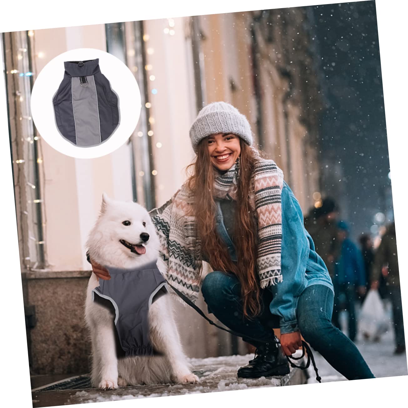 POPETPOP Hundemantel für Große Hunde mit Verstellbarem Geschirr Warmes Polyester Winterjacke für Hunde bei Regen und Outdoor Fotos in Schwarz XXXL