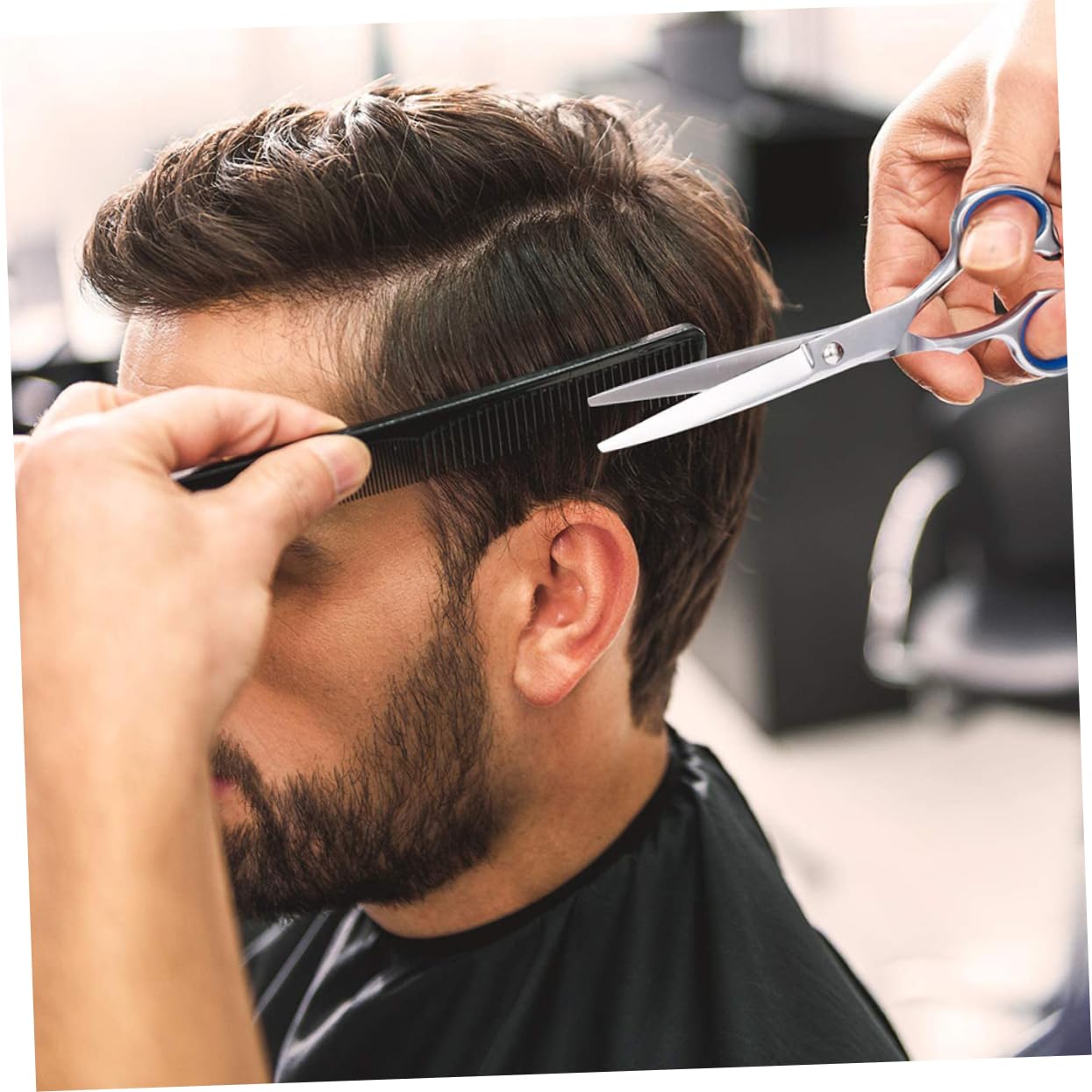 DOITOOL Ciseaux de Coiffure avec Lame Affûtée Matériel de Salon pour Coiffeur Ciseaux de Coupe de Cheveux Argent et Noir