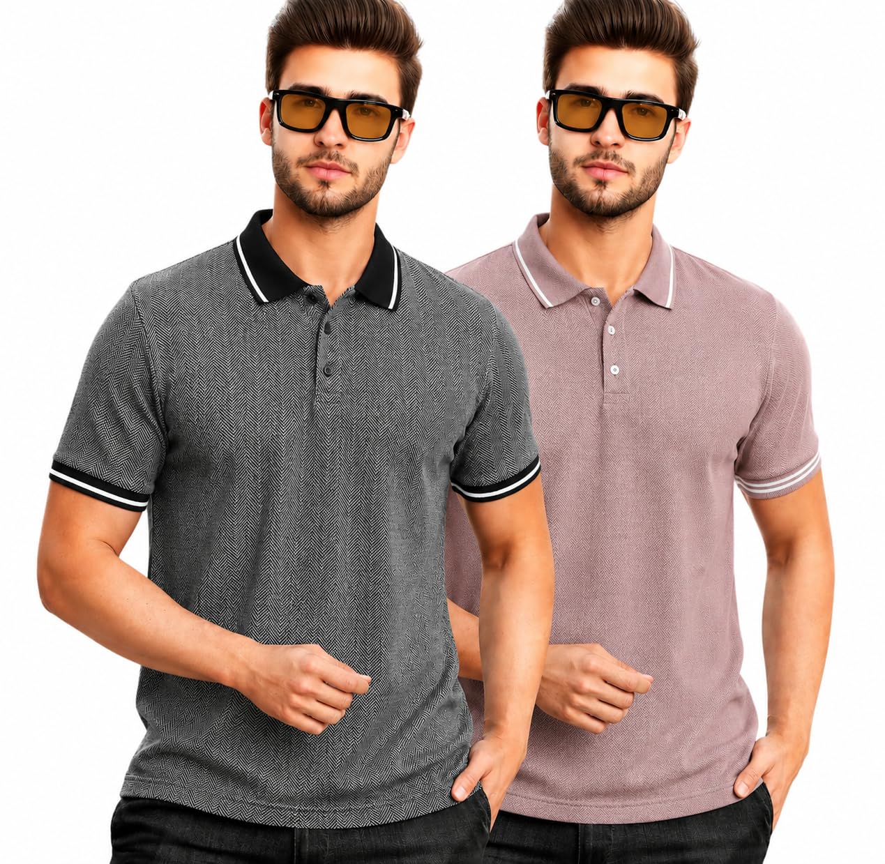 mack jonney Men’s Cotton Polo T-Shirt Pack of 2 | Multicolour Casual & Trendy T-Shirts | Soft & Comfortable Regular Fit-PO2-1093-picture-22