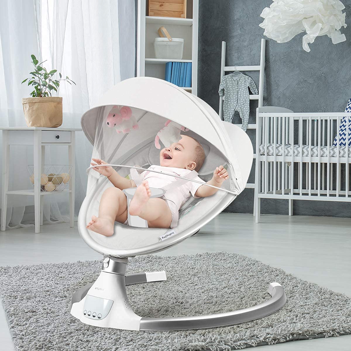 COSTWAY Electric Baby Bouncer Chair with Remote Control, Removable
