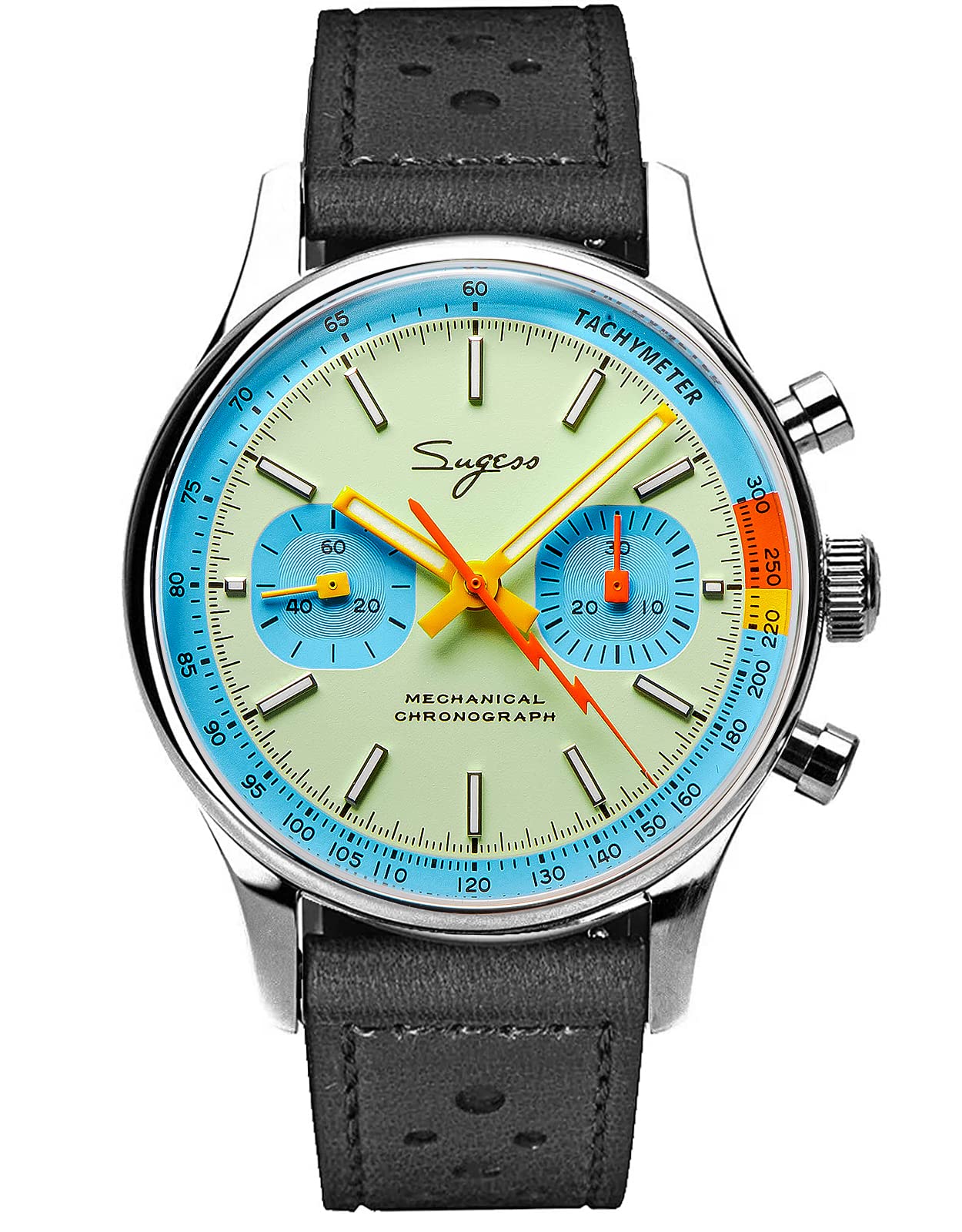 SugessS387.01.Y 40MM Gold SWAN Neck Chronograph Pliot Chrono Premier Seagull ST1901 Movement Sapphire Crystal Men's Watch 1963