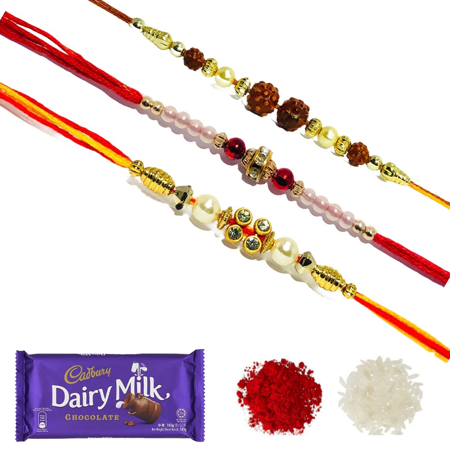 Taufa Villa Rakhi Combo of 3 with 1 Free Chocolate and 1 Tika Pack Free| Elegant Rakhi for bro, bhai, bhaiya| Simple Rakhi Combo Pack (B098F1231V) Amazon Price History, Amazon Price Tracker