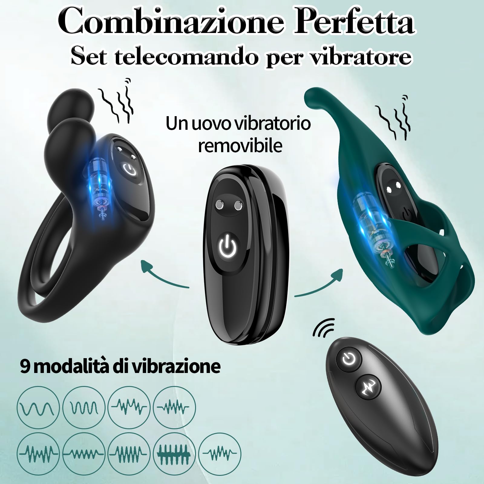 Anello Vibrante per Lei e Lui Sexytoysys Coppia Donna, Cock Ring Telecomandato 9 Modalità Vibrazione, Anello Pene da Uomo vibratoriper Donne Ritardante, Vibratore Clitoride Proteggi Dita Per Coppia