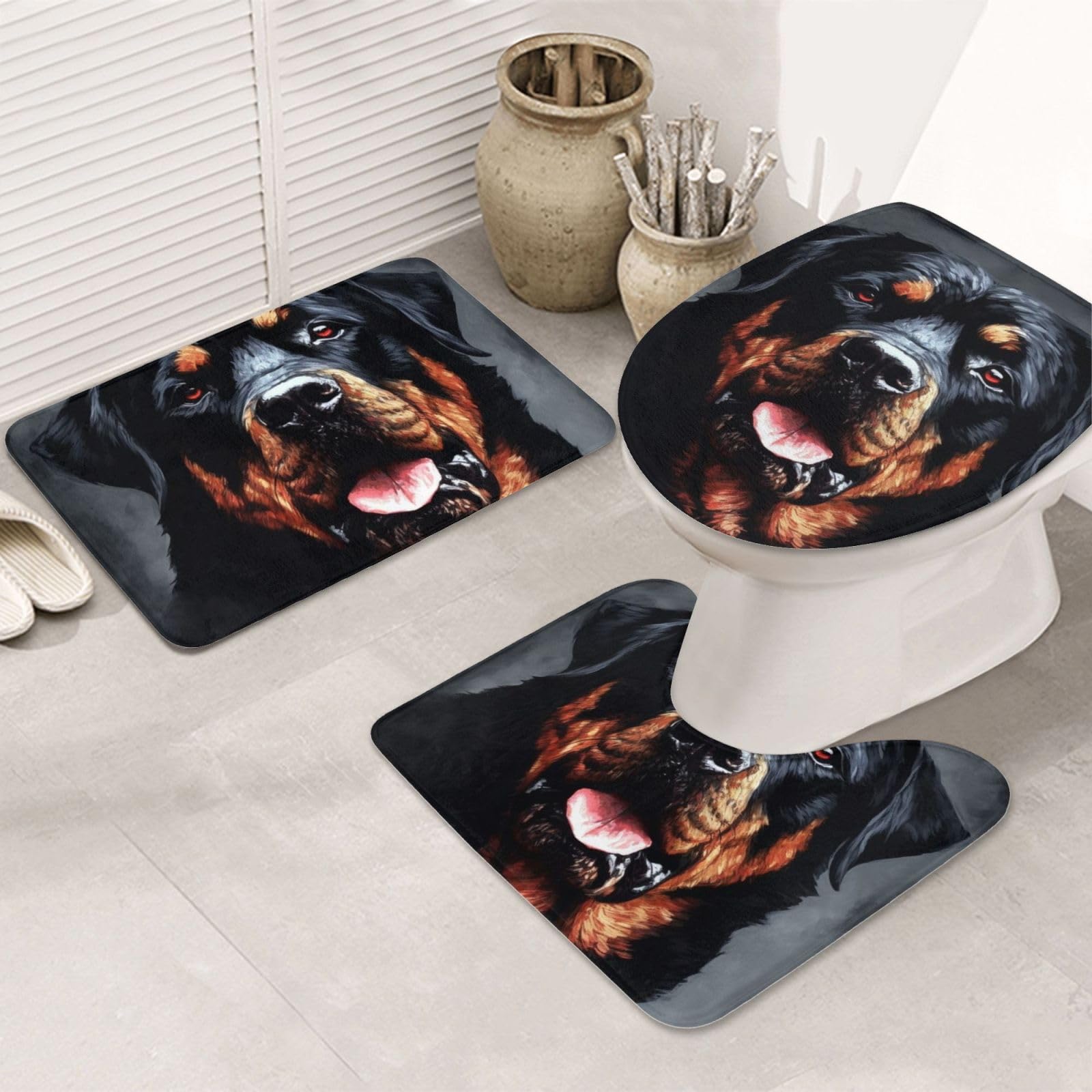 Tapis de salle de bains imprimé Rottweiler pour créer un espace original