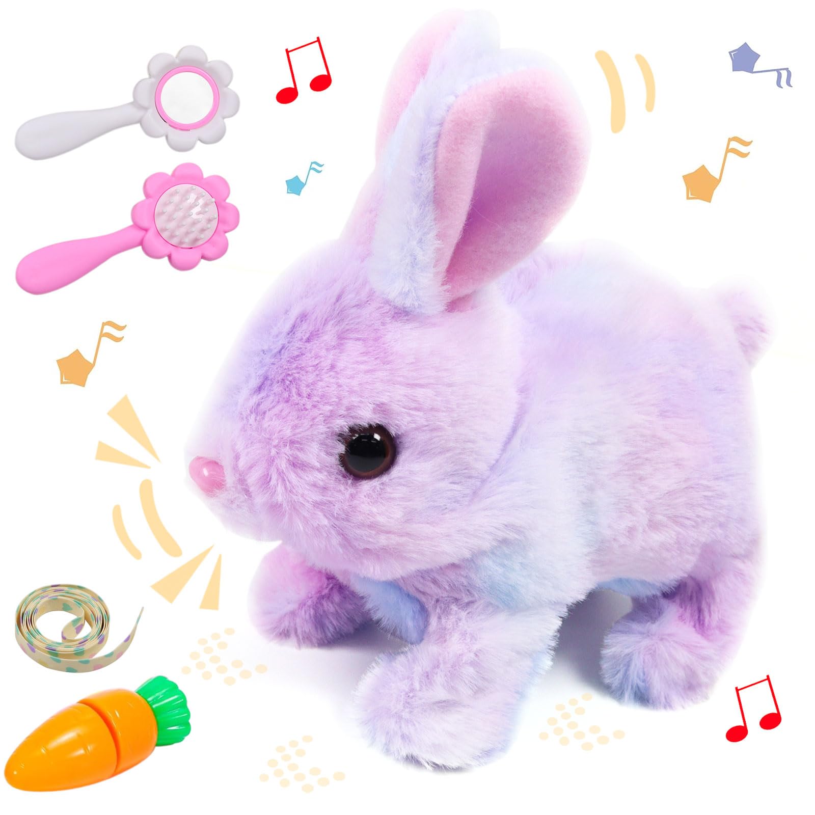 KOIROI Peluche Elettrico Coniglio Giocattoli, Giocattolo Coniglietto Saltando, Giocattolo Interattivo per Coniglio, Coniglio Peluche Interattivo per Bambini, Peluche Coniglietto Giocattolo per Pasqua