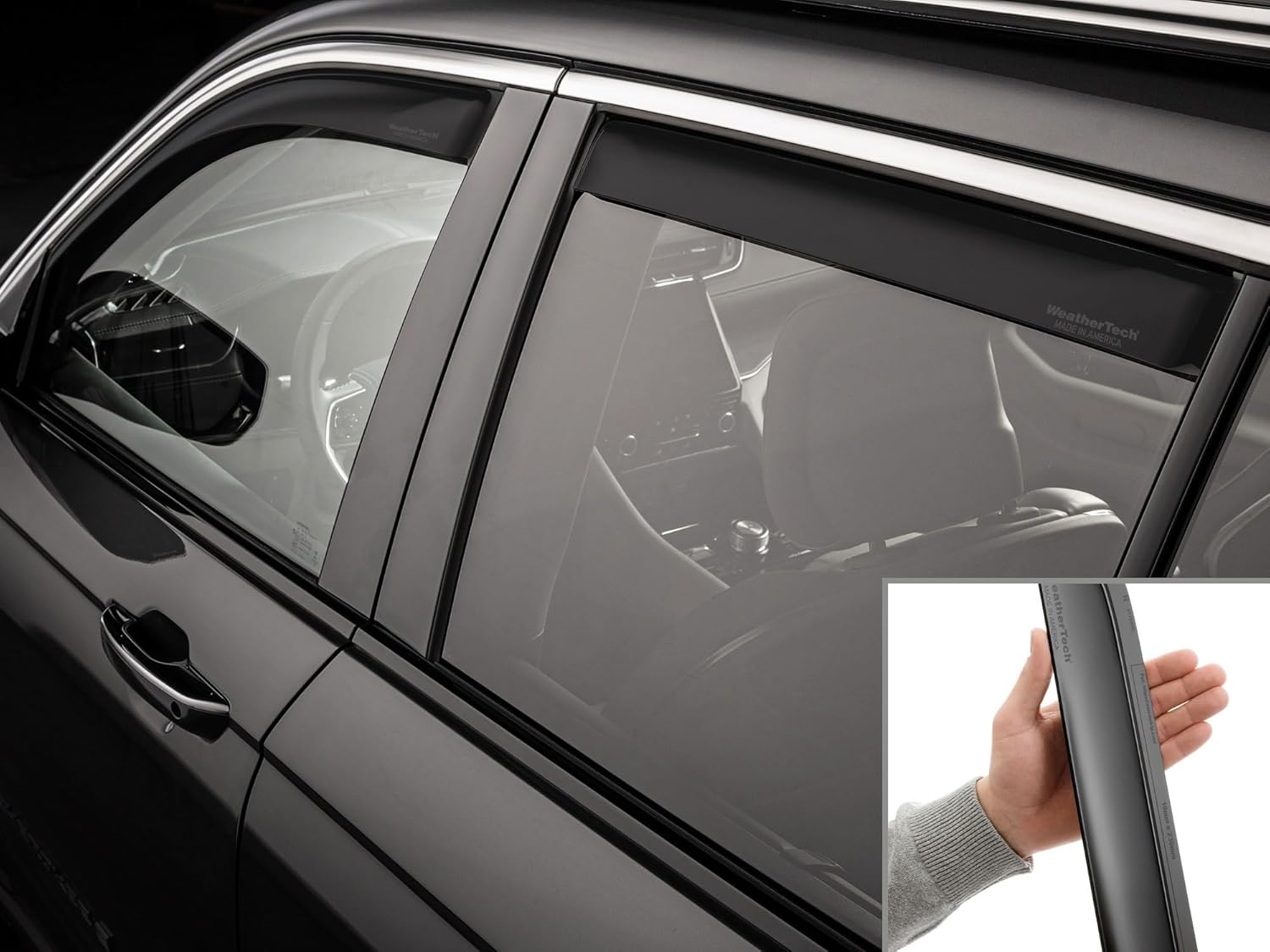 WeatherTech Custom Fit Side Window Deflectors for Jeep Grand Cherokee 4xe - (821048IM), Dark Tint