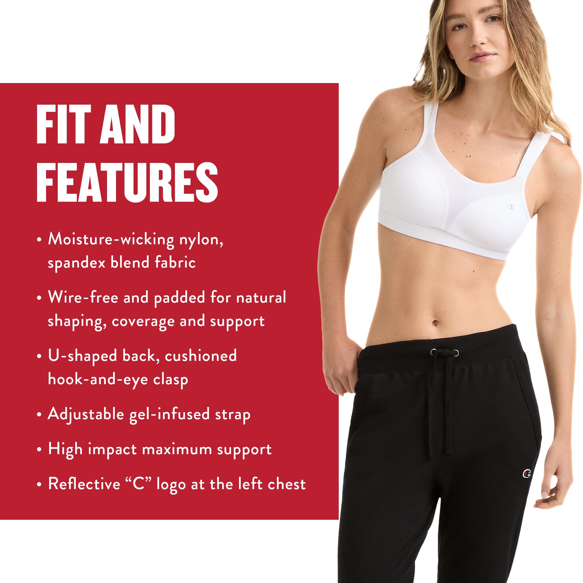 Champion Reggiseno Sportivo A Sostegno Completo Spot Comfort Reggiseno Sportivo Donna (Pacco da 1)