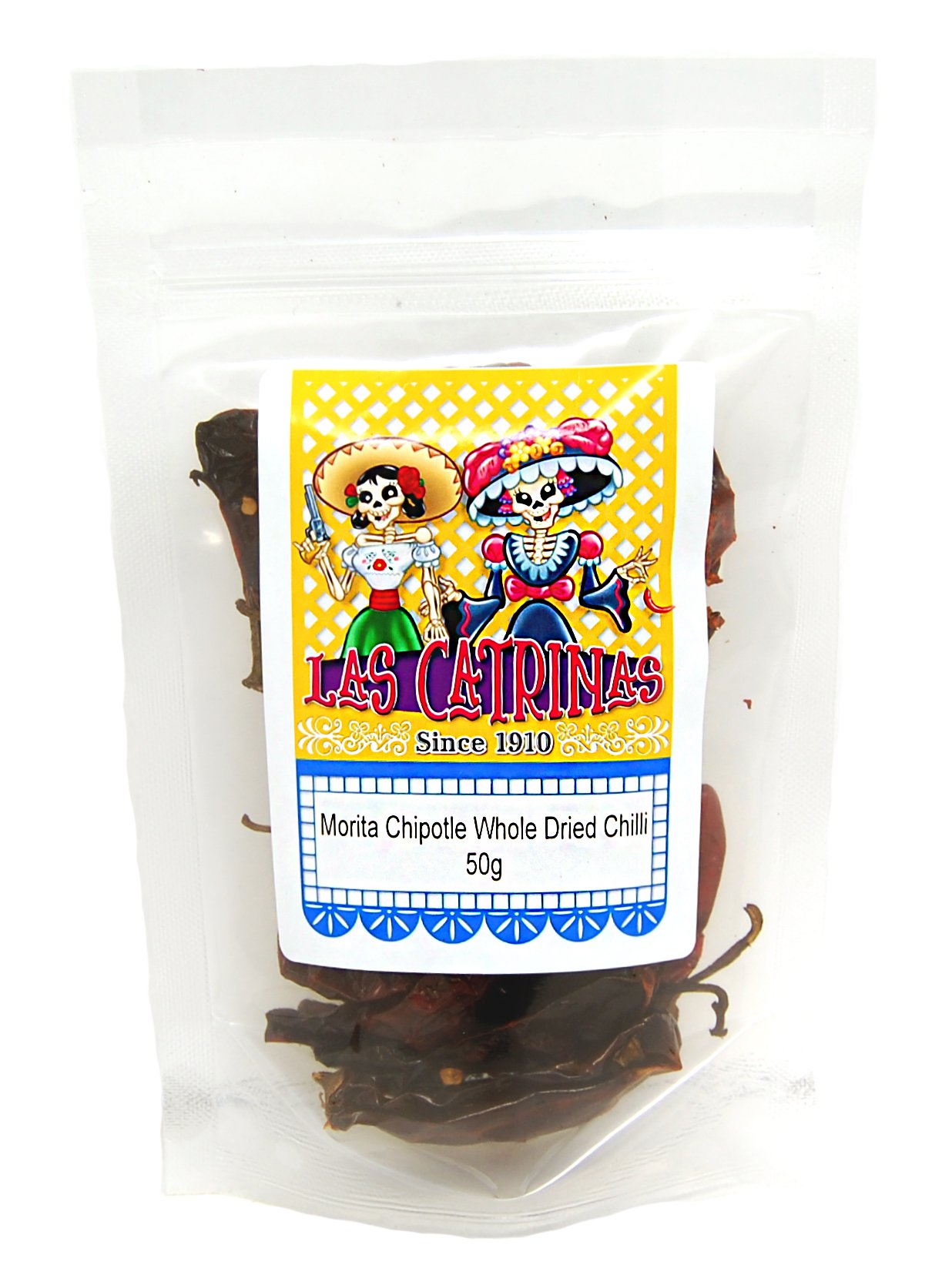 Las Catrinas Chipotle Morita Whole Dried Chilli - Spicy Mexican Chipotle Chilli Peppers, Organic Hot Chillies MexGrocer 40g