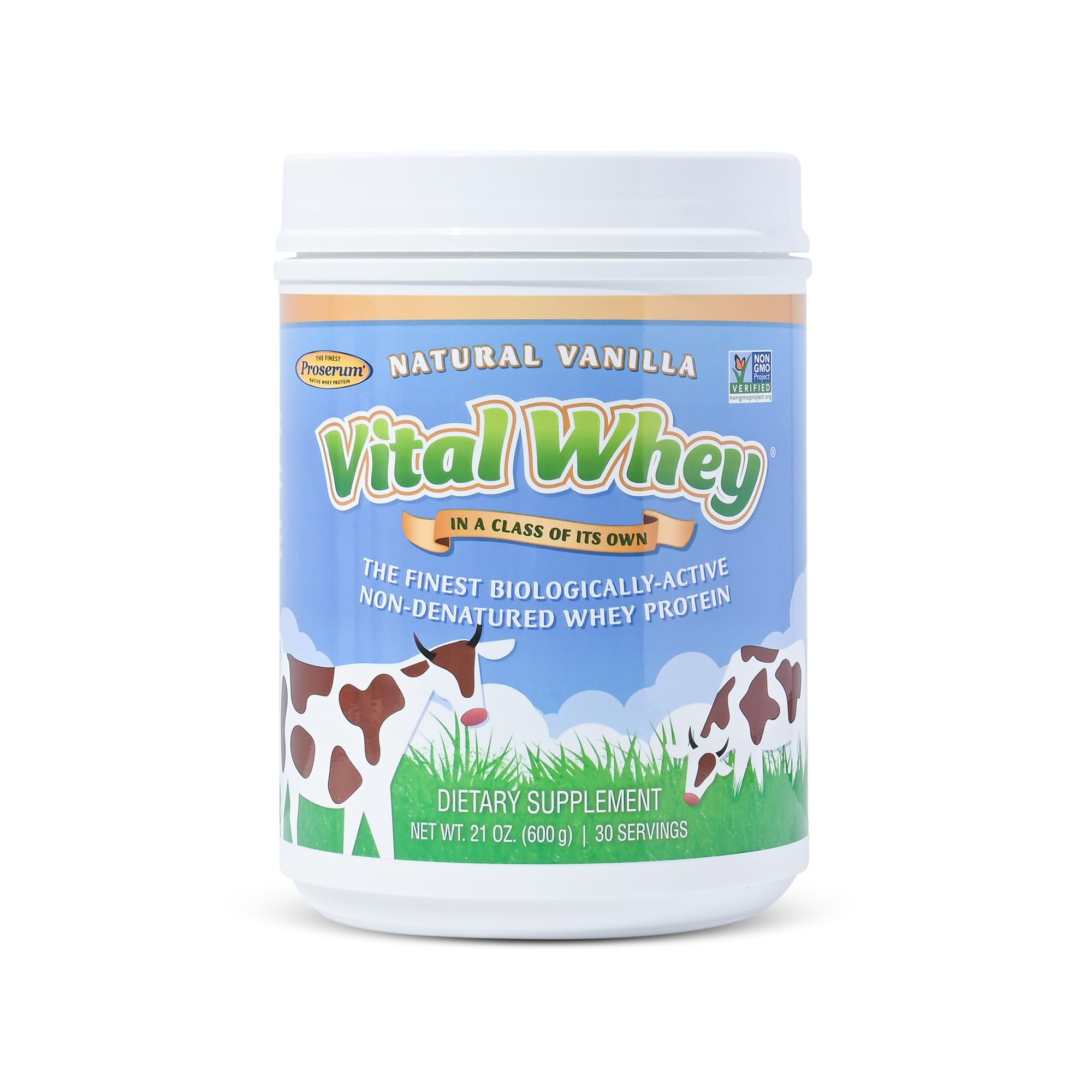 Grass-Fed Whey Protein Powder for Immune Vitality, Natural Vanilla 600g (30 Servings), 15g Protein Per Serve, Vital Whey, Clean Holistic, Wellness Nutrition